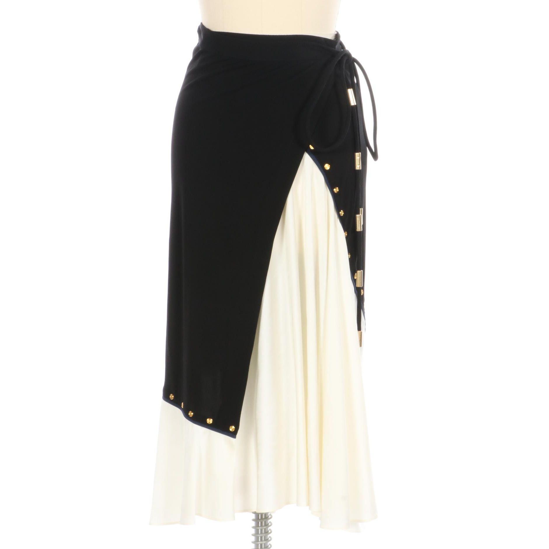 Tory Burch Mixed Material Wrap Skirt