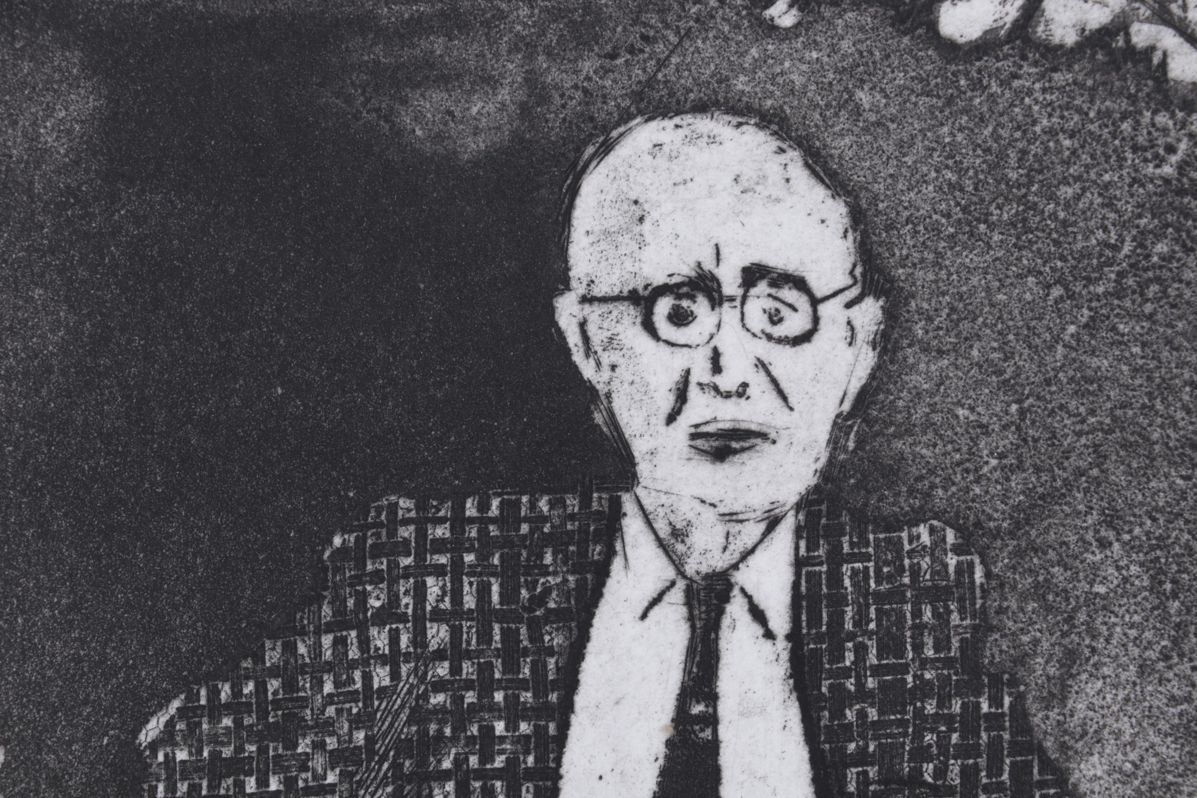 Sidney Chafetz Etching "W. C. Williams," 1970