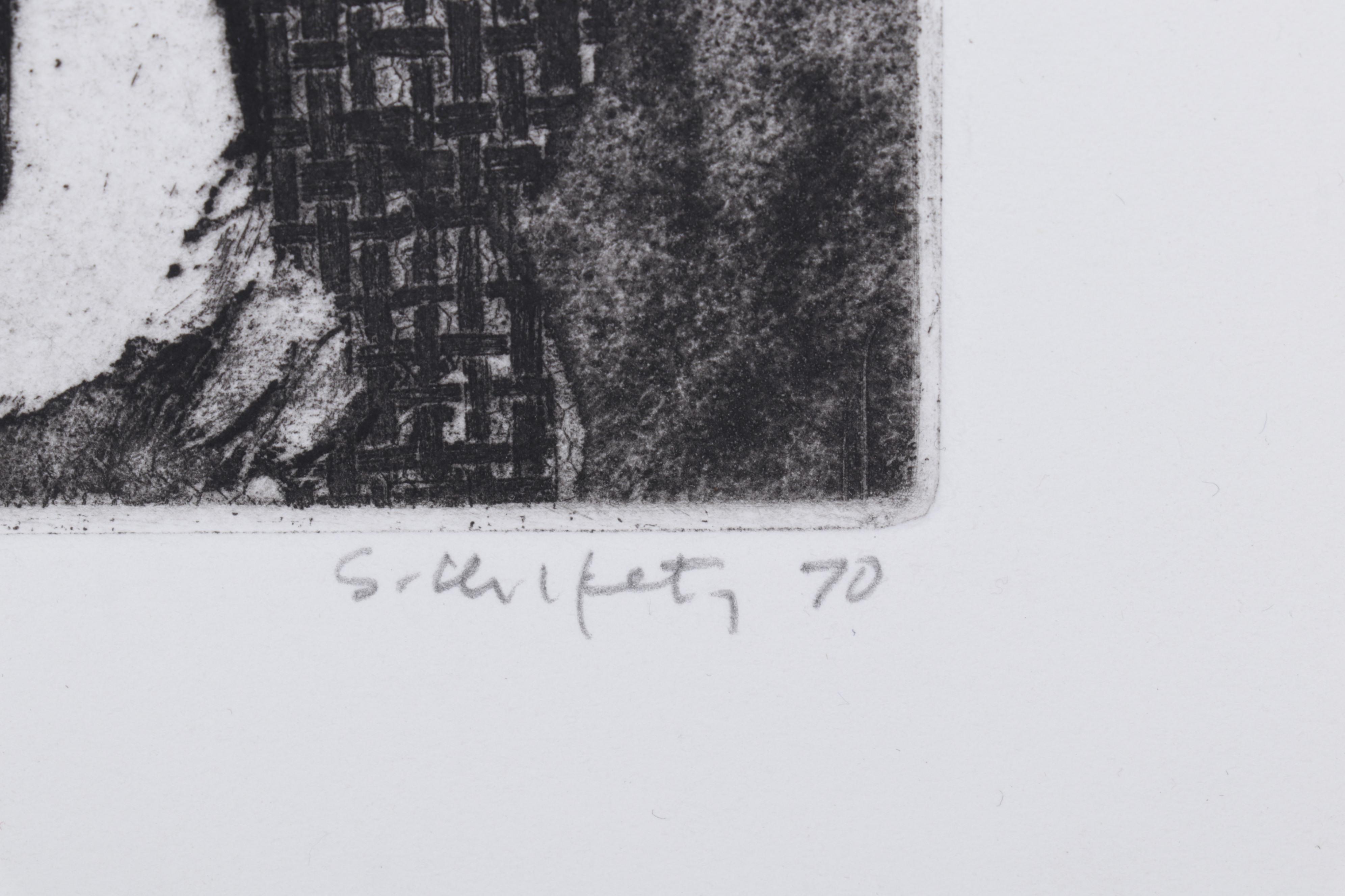 Sidney Chafetz Etching "W. C. Williams," 1970