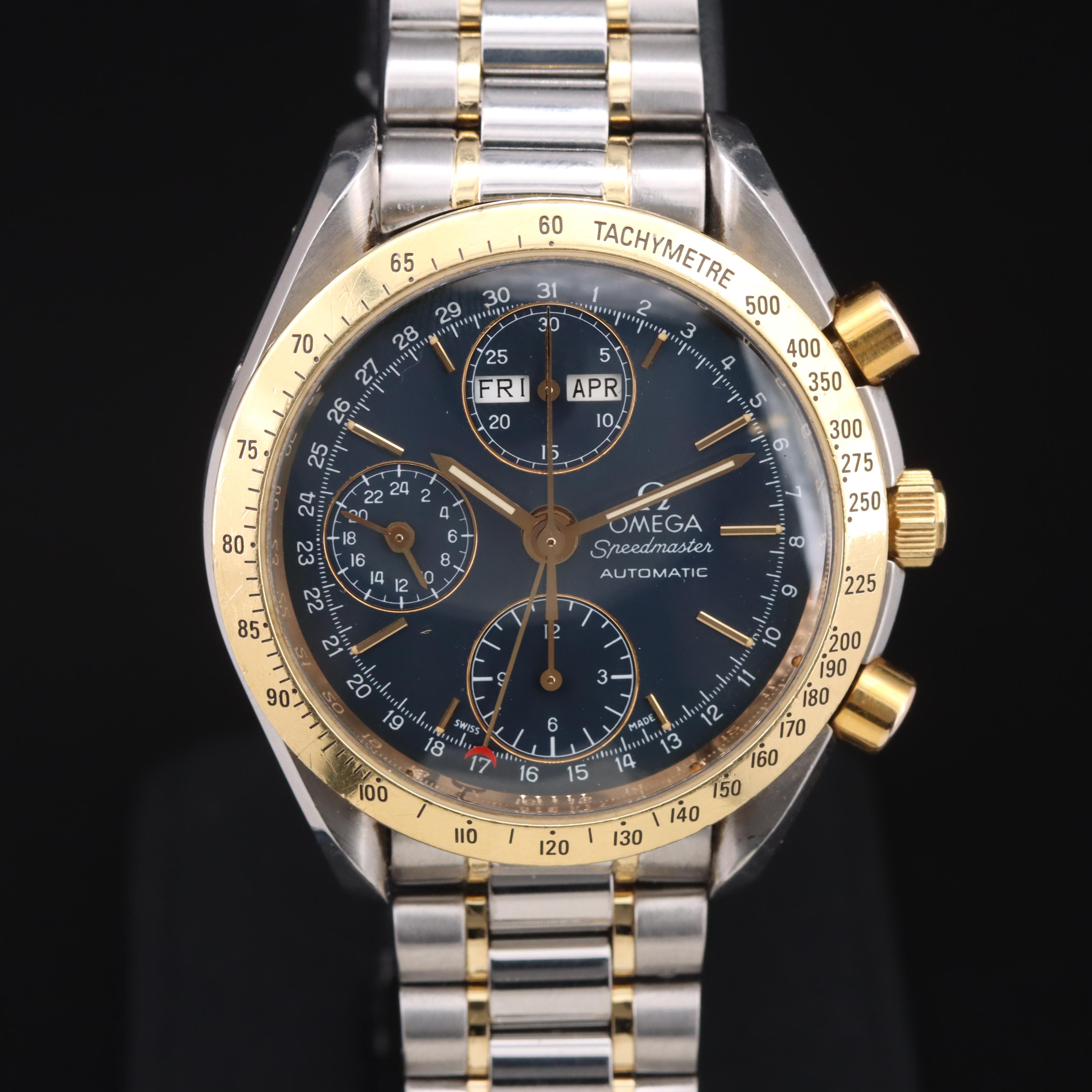 Omega Speedmaster Triple Calendar 18k Gold and Steel Automatic Watch