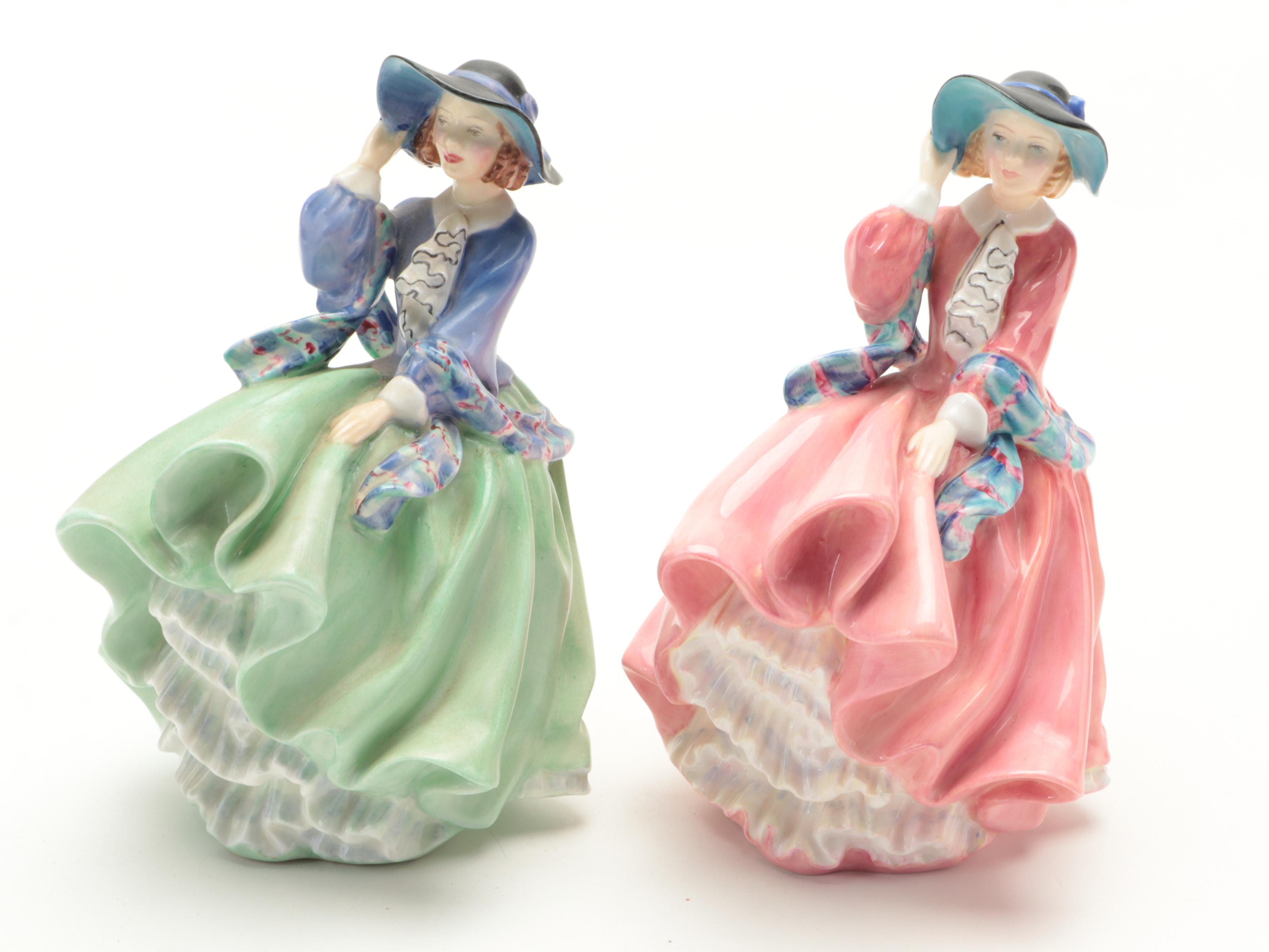 Royal Doulton Bone China Lady Figurines Including "Autumn Breeze" and Others