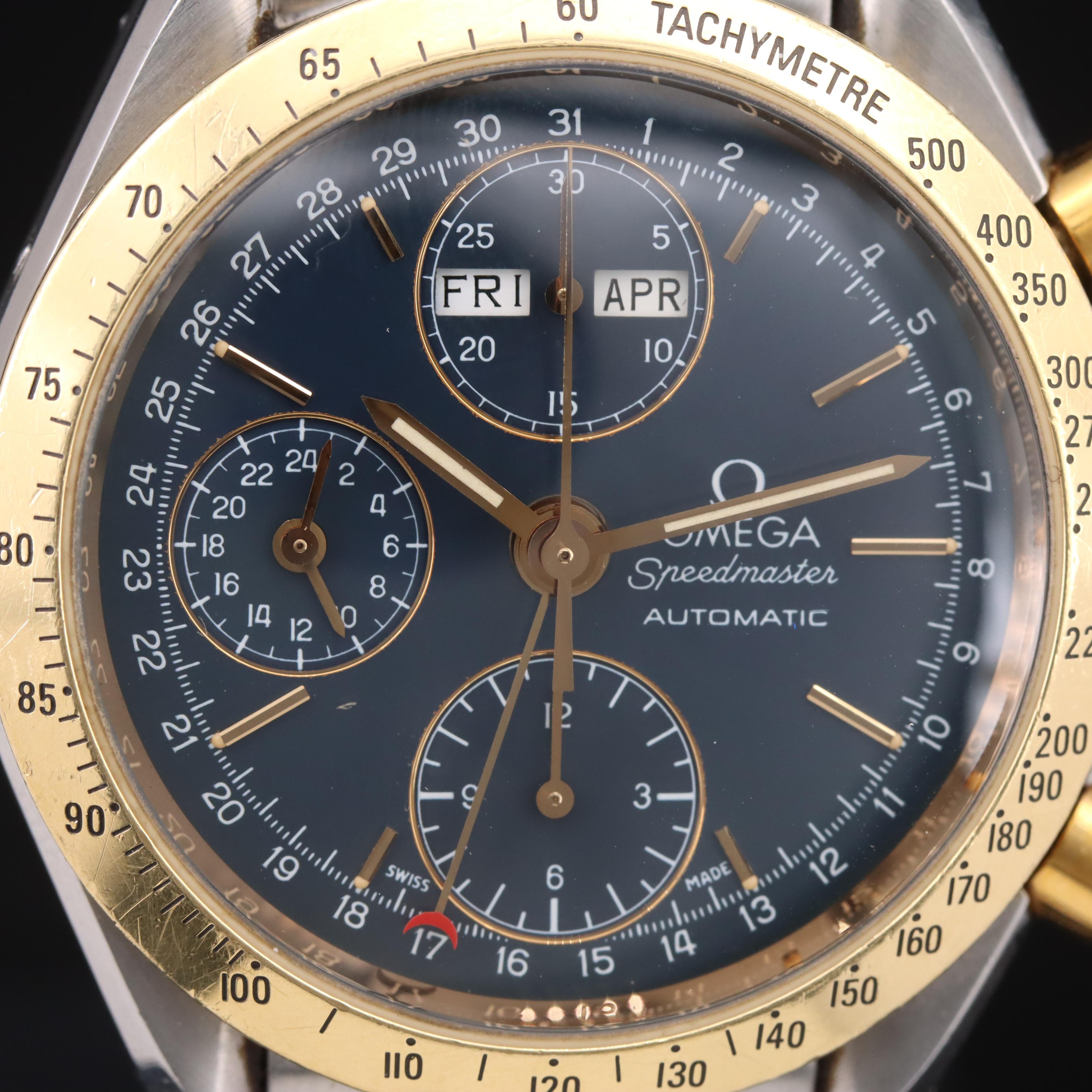 Omega Speedmaster Triple Calendar 18k Gold and Steel Automatic Watch