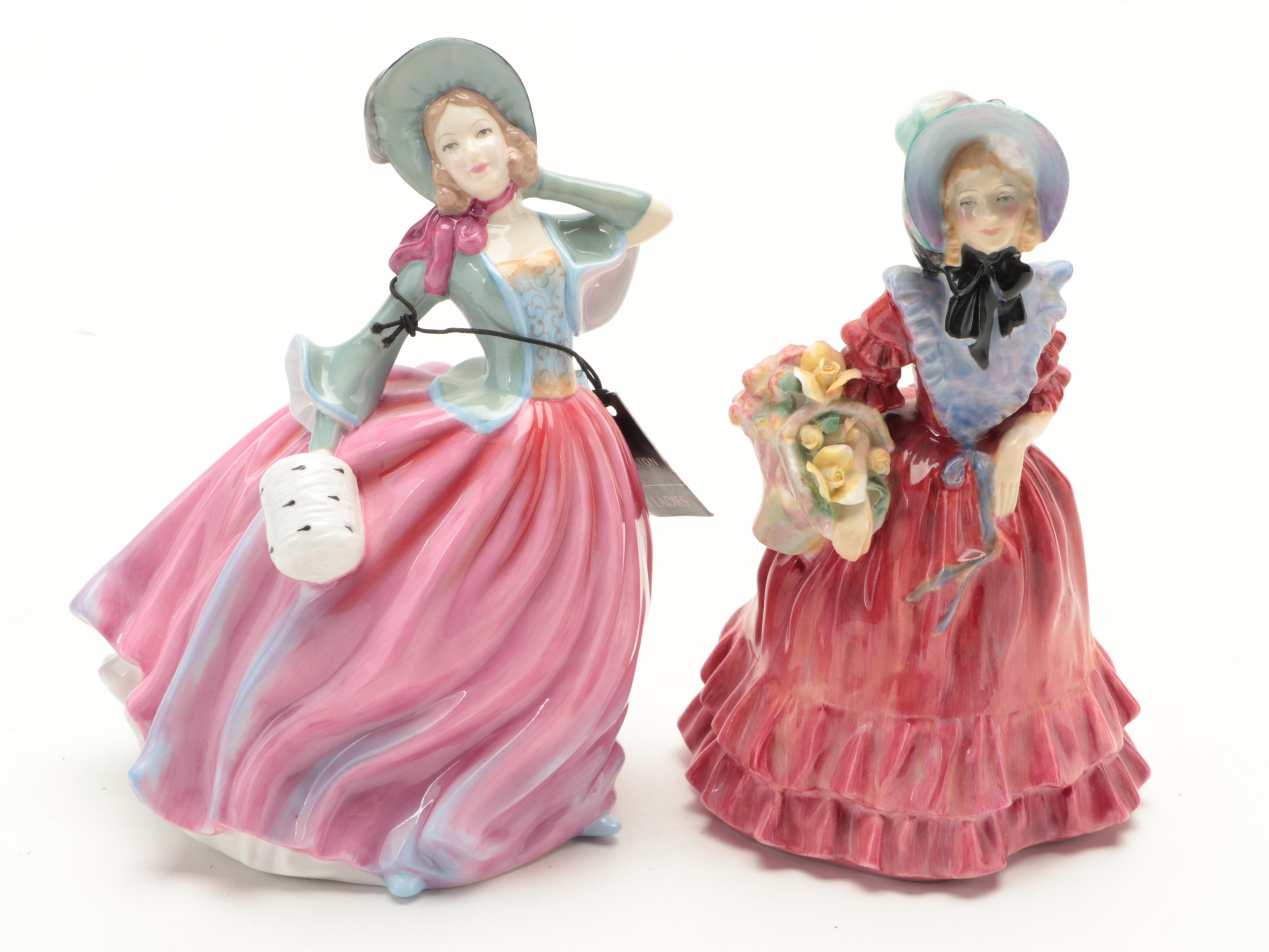 Royal Doulton Bone China Lady Figurines Including "Autumn Breeze" and Others