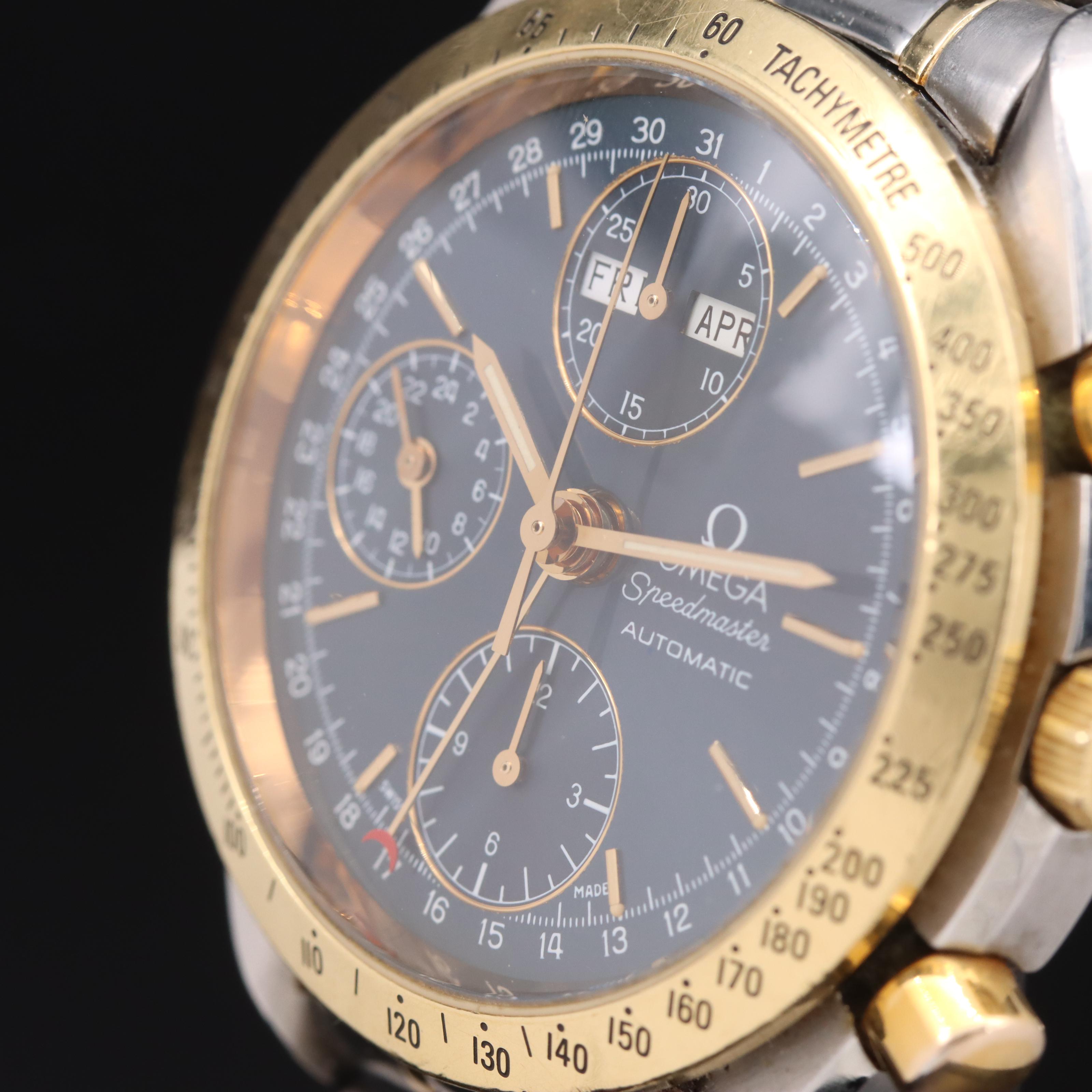 Omega Speedmaster Triple Calendar 18k Gold and Steel Automatic Watch