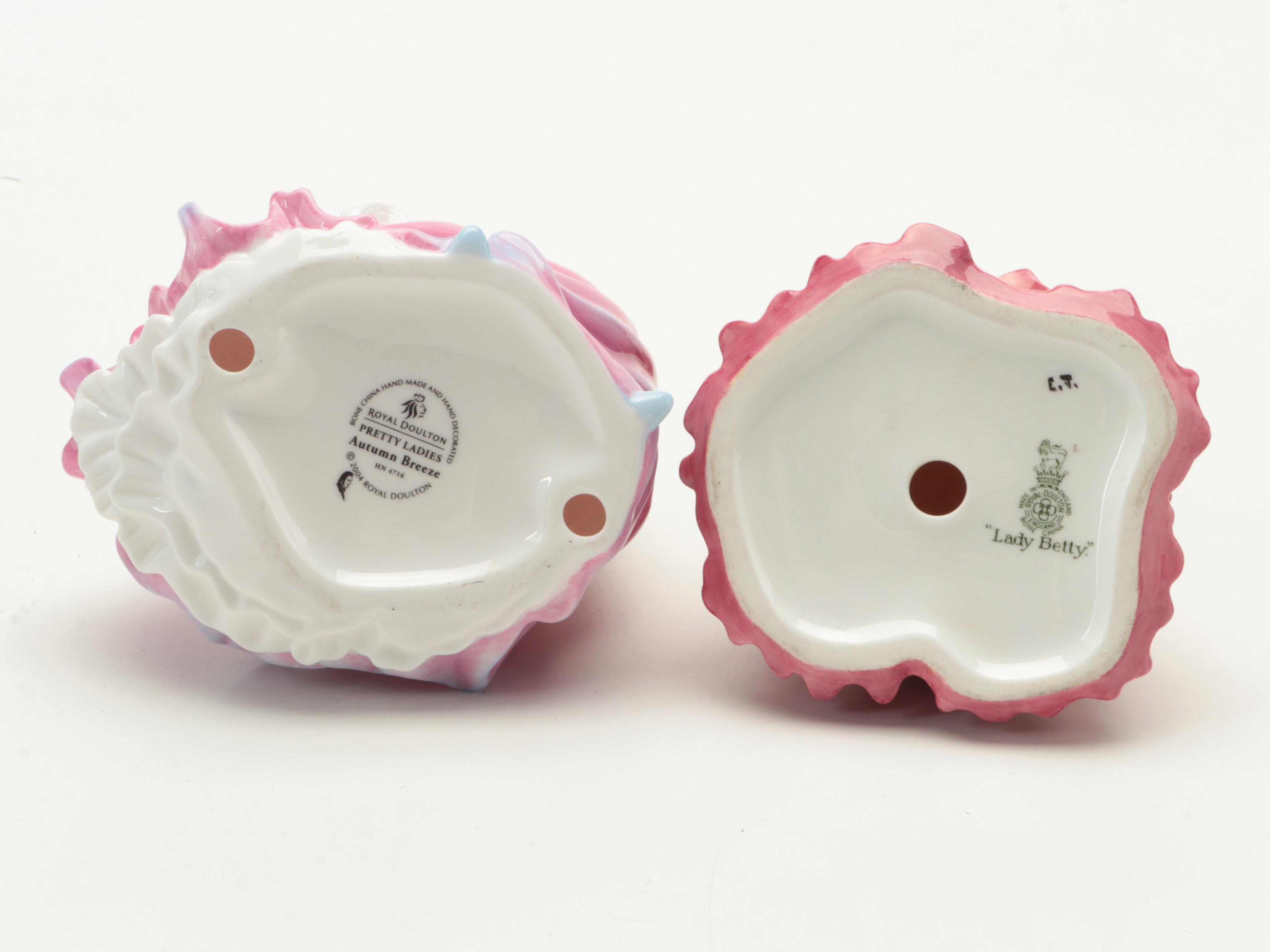 Royal Doulton Bone China Lady Figurines Including "Autumn Breeze" and Others