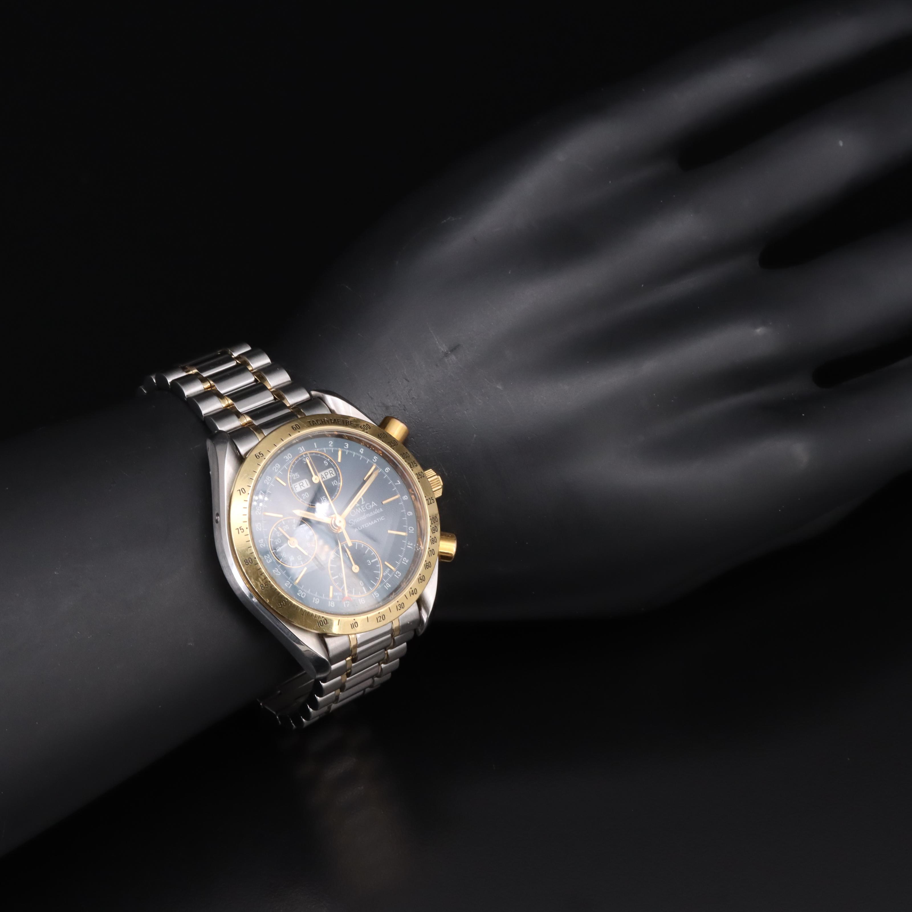 Omega Speedmaster Triple Calendar 18k Gold and Steel Automatic Watch