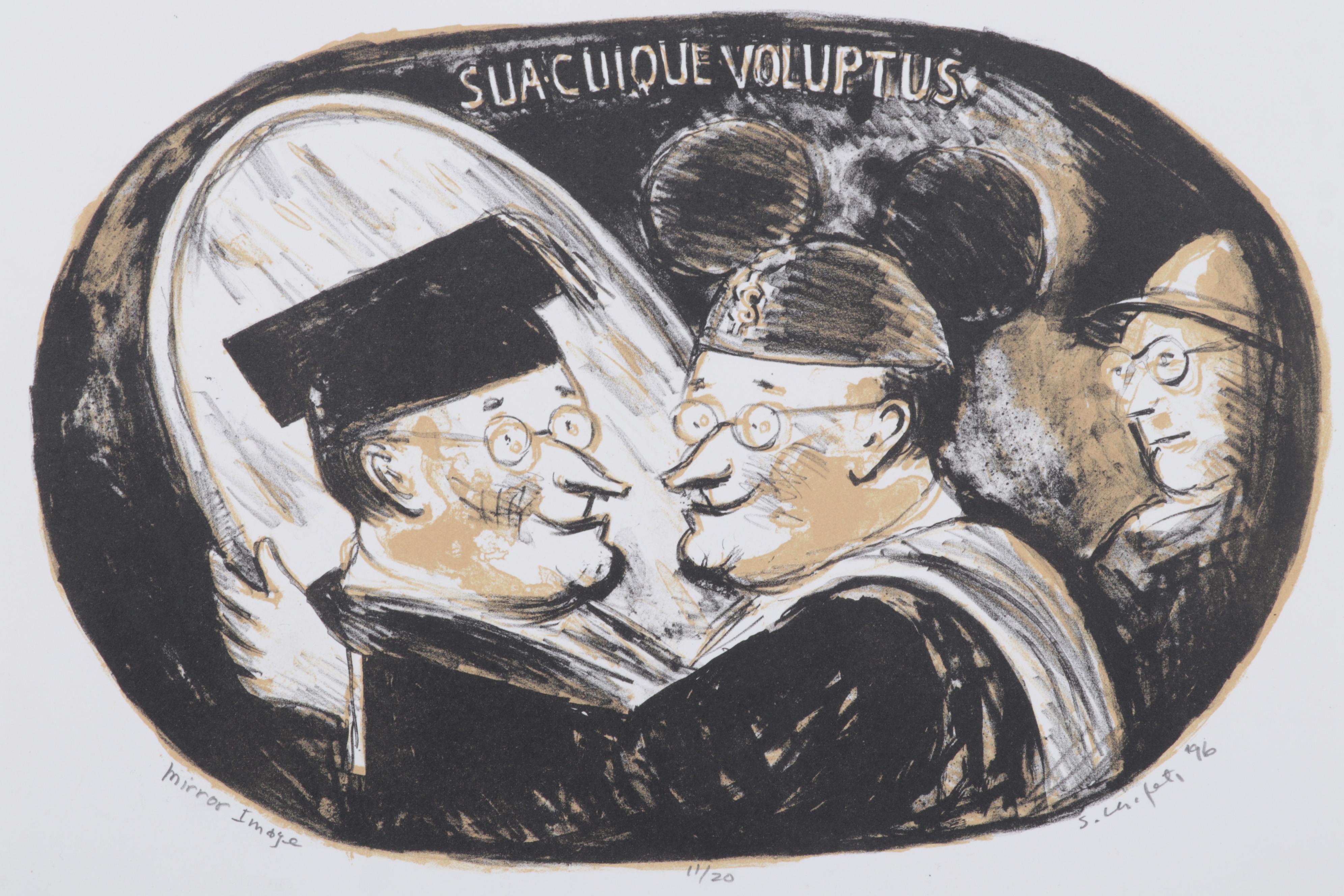 Sidney Chafetz Color Lithograph "Mirror Image," 1996