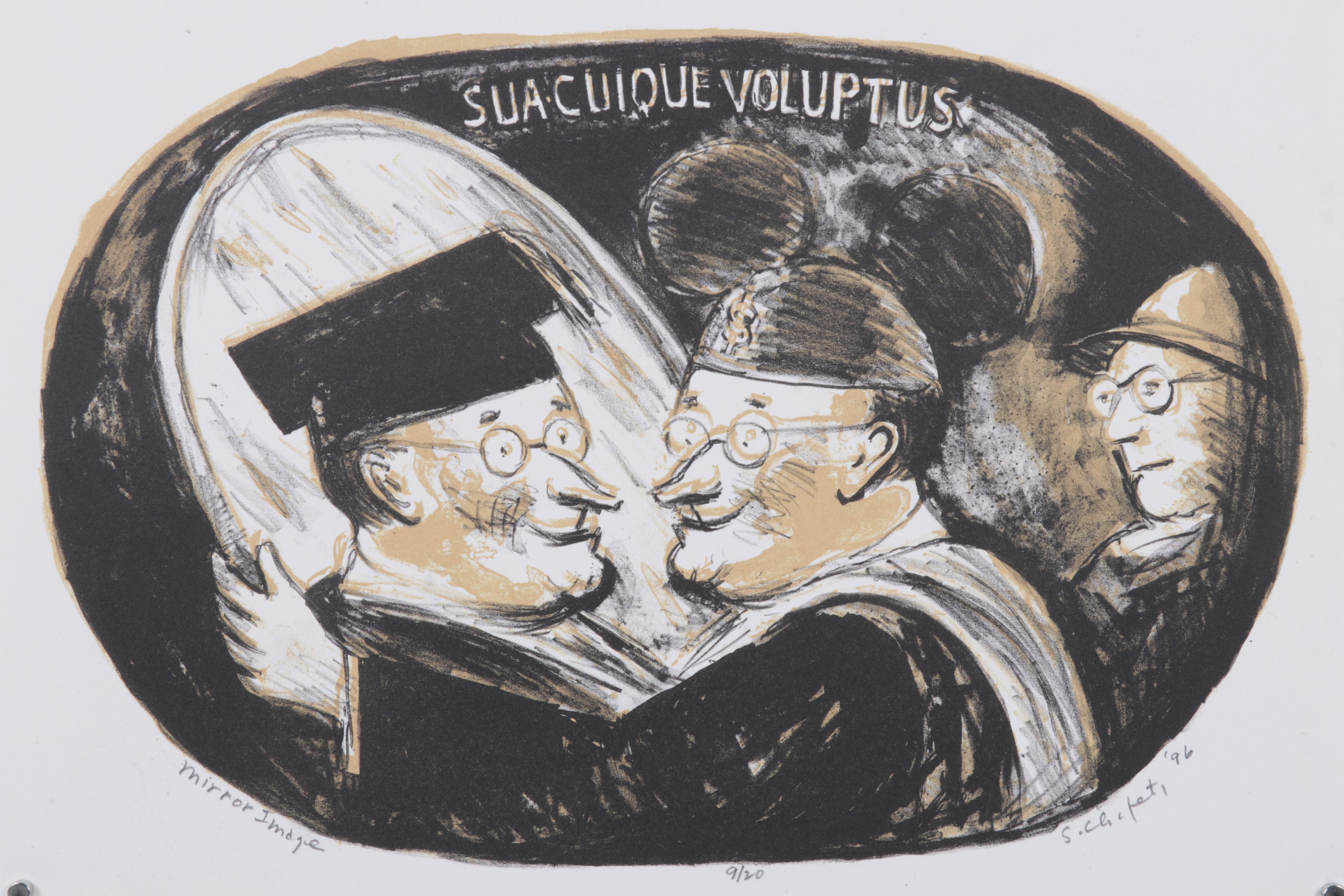 Sidney Chafetz Color Lithograph "Mirror Image," 1996