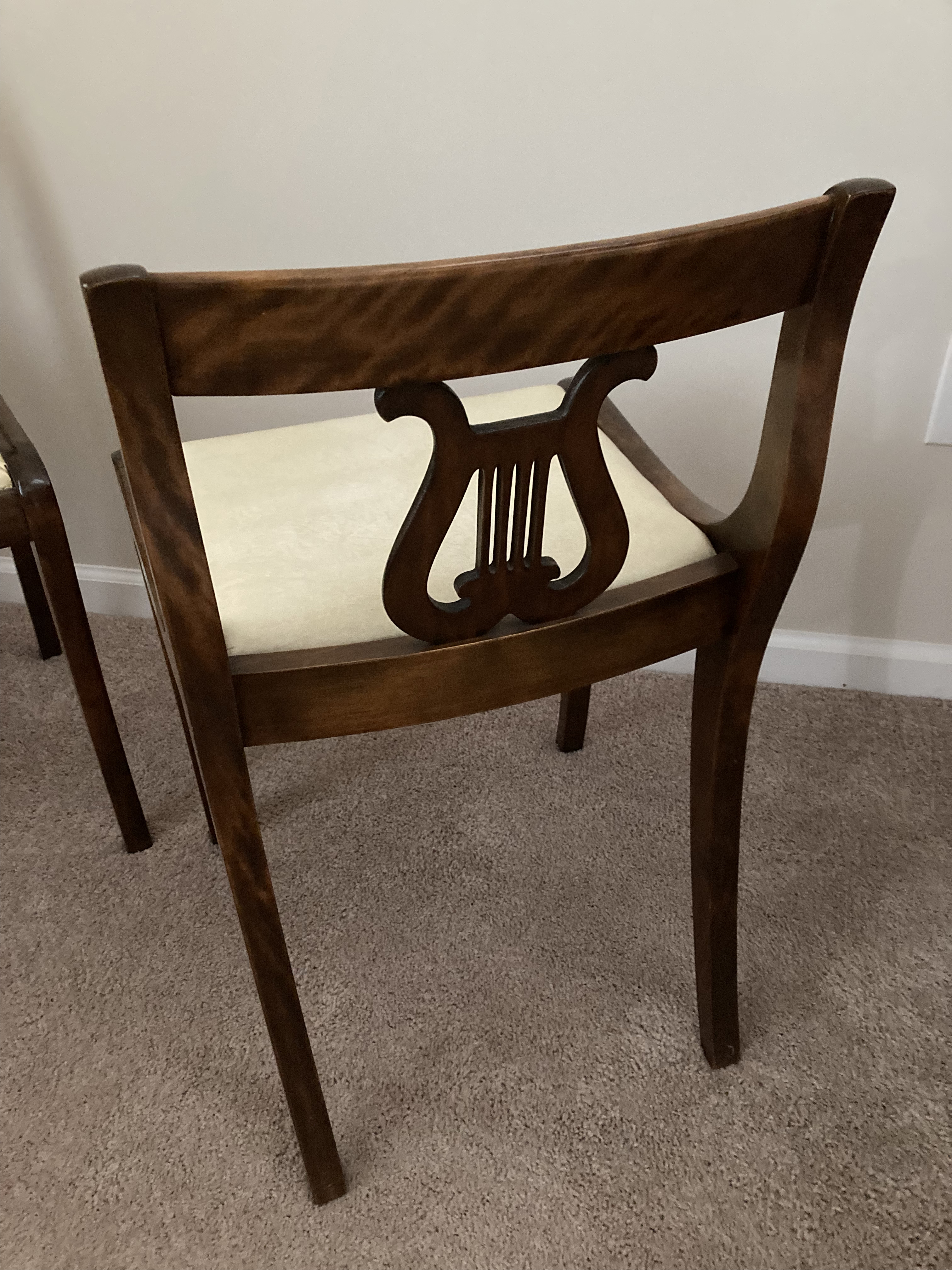 1959 Steinway & Sons Walnut Model L Baby Grand Piano with Lyre Back Chairs
