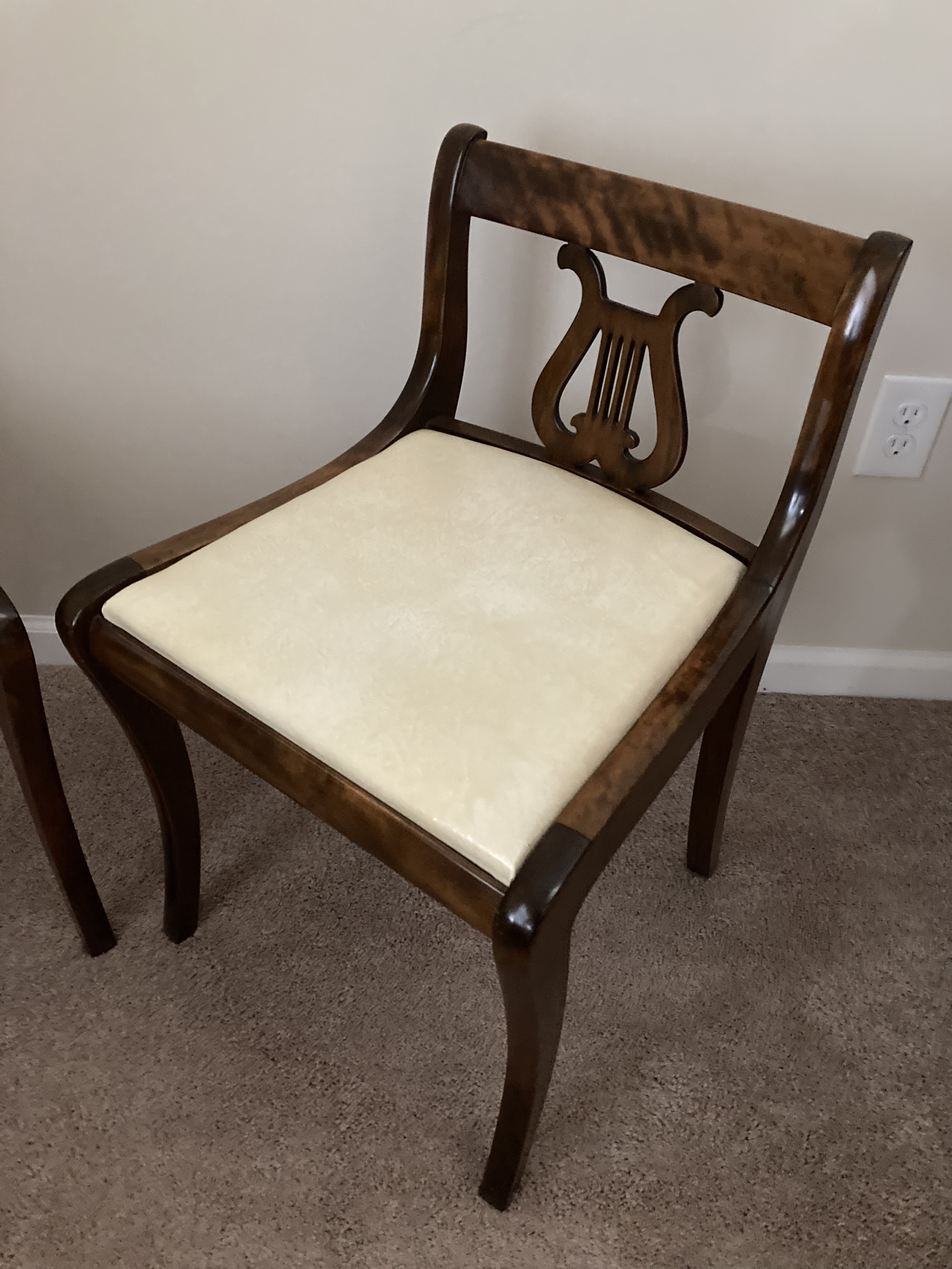 1959 Steinway & Sons Walnut Model L Baby Grand Piano with Lyre Back Chairs