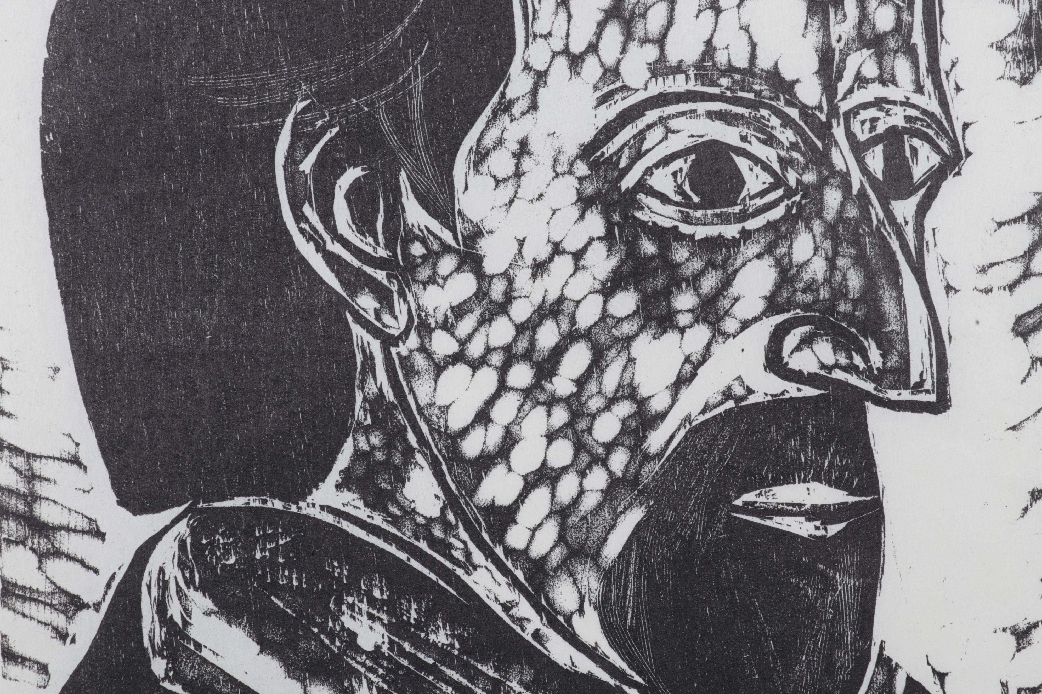 Sidney Chafetz Woodcut "Heine," 1970