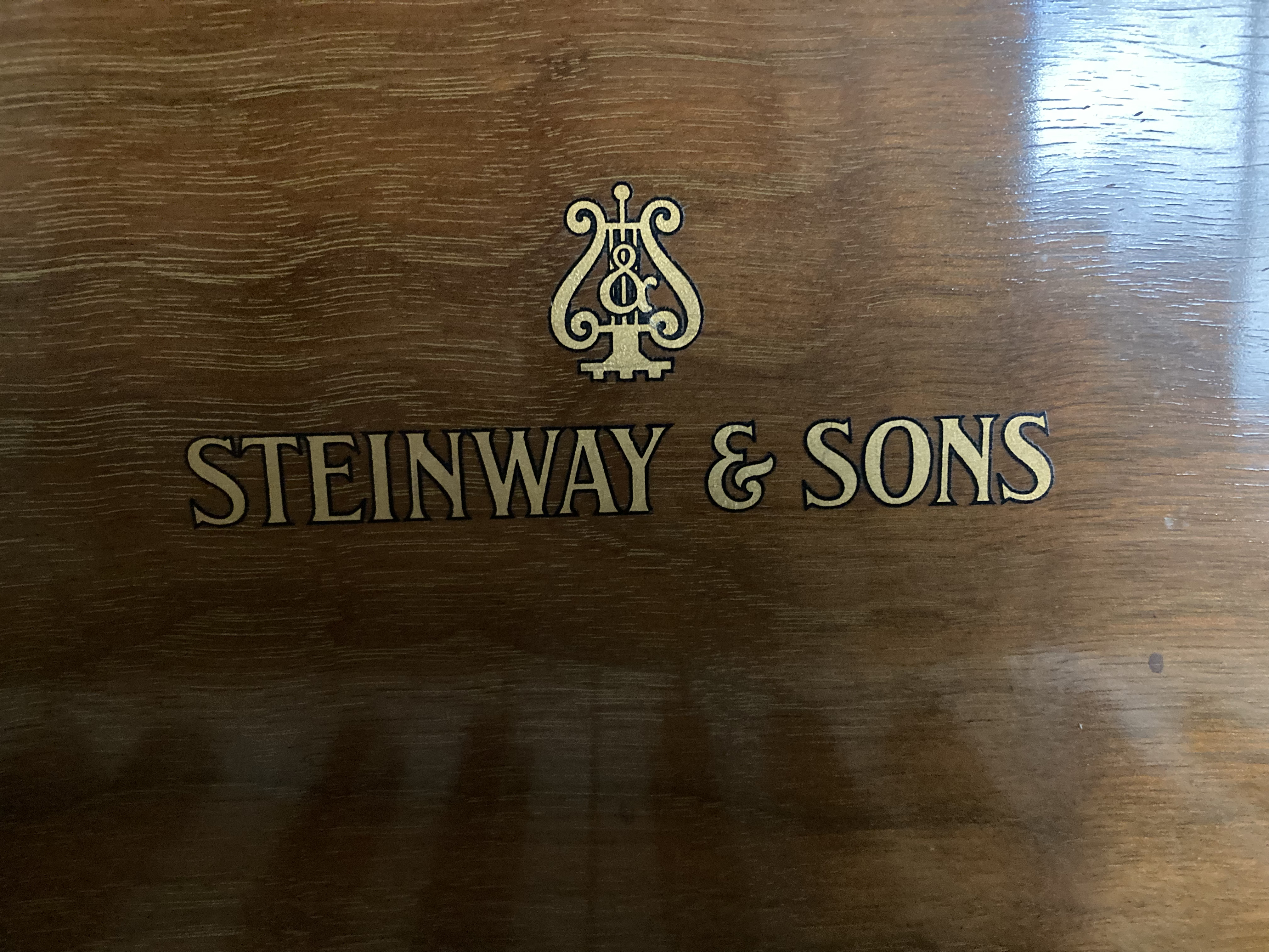 1959 Steinway & Sons Walnut Model L Baby Grand Piano with Lyre Back Chairs