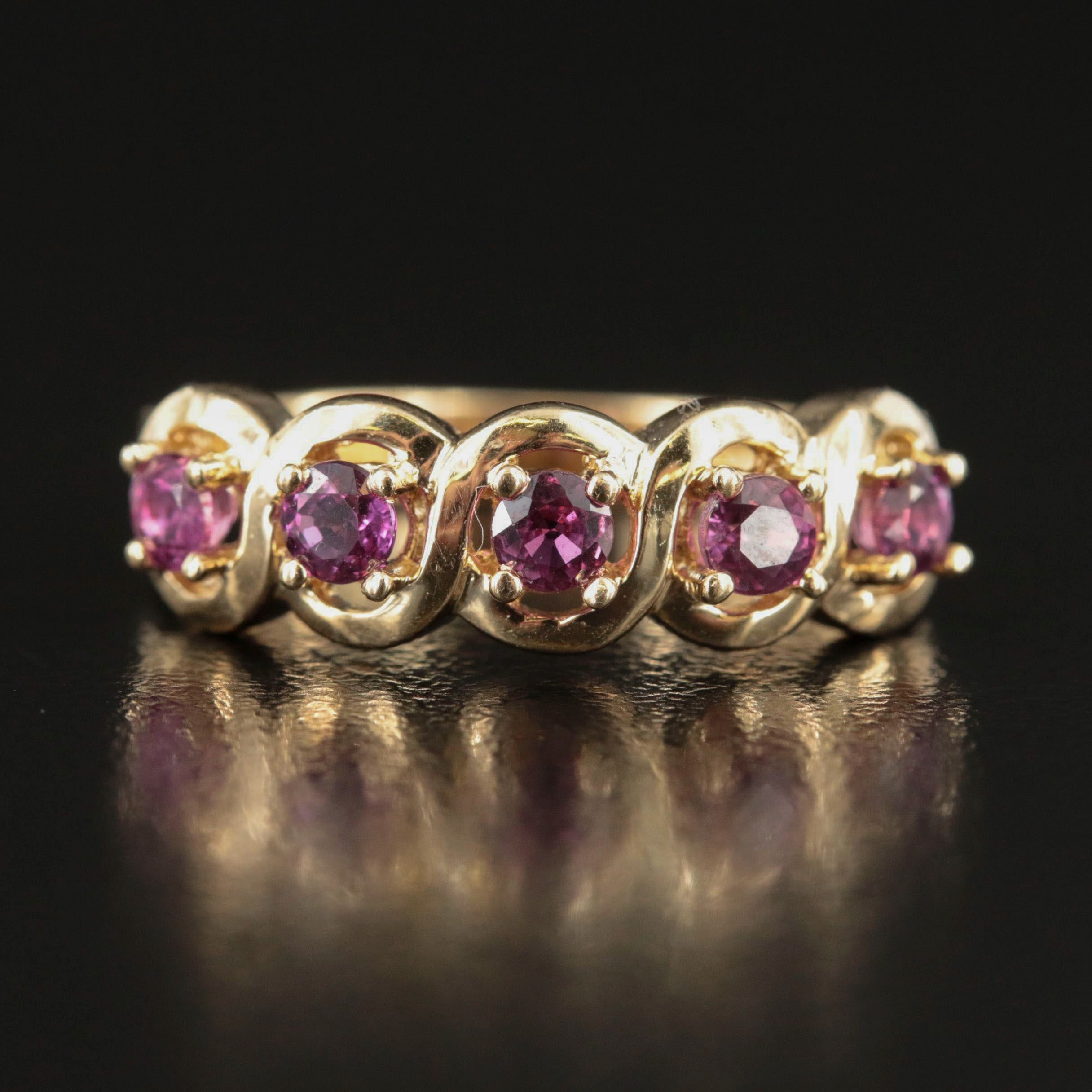 14K Ruby Five Stone Ring