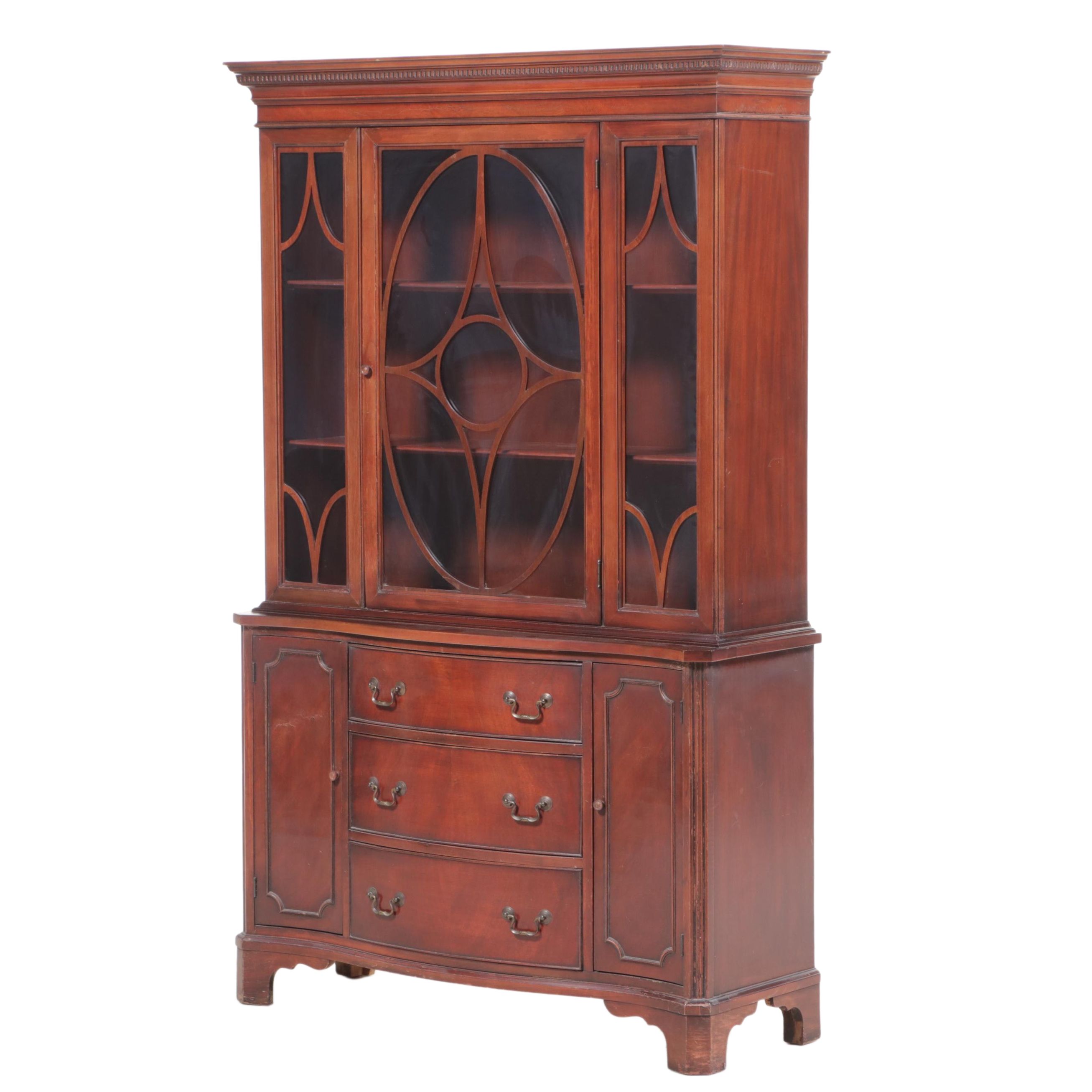 Federal Style Mahogany Serpentine-Front China Cabinet