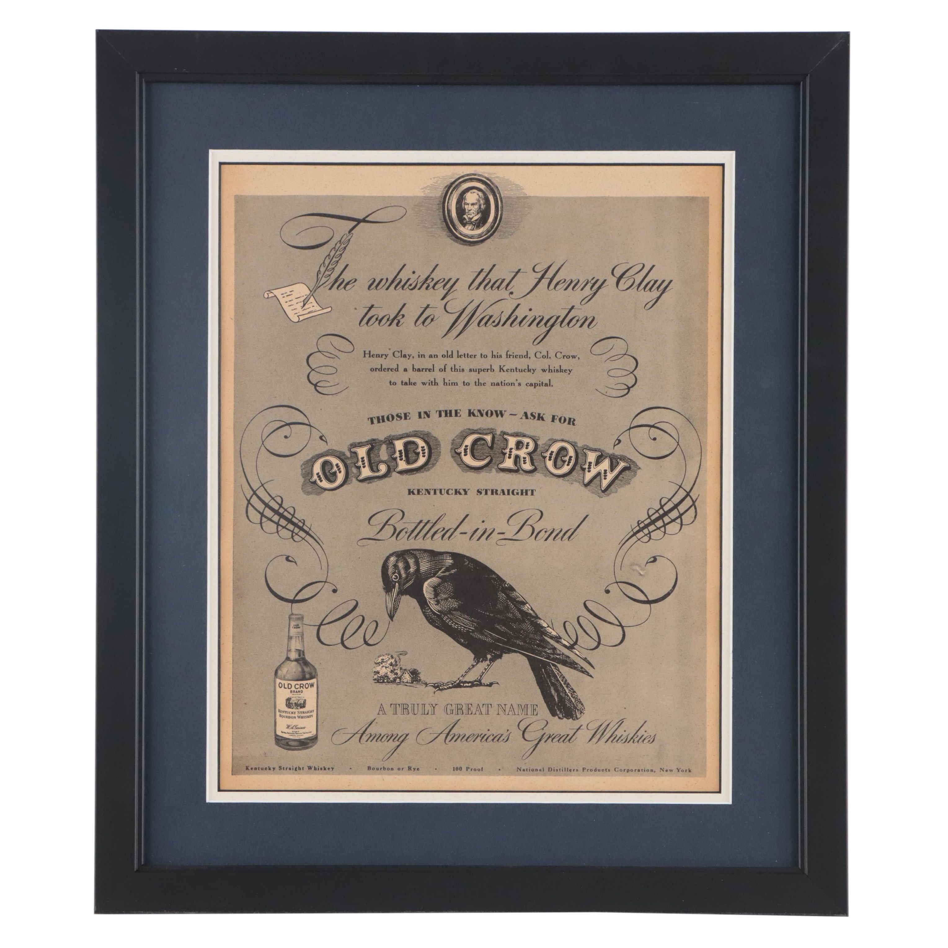 Old Crow Lithograph Advertisement Page, 1946