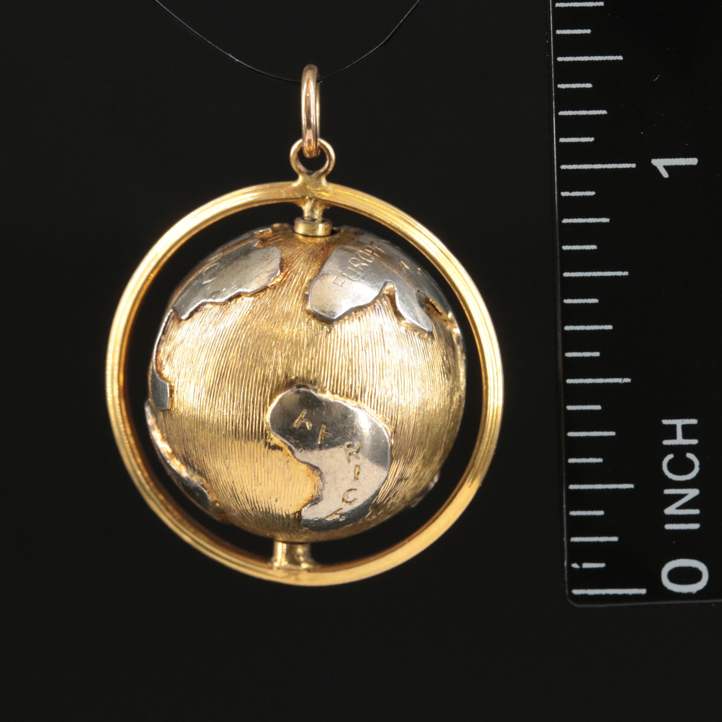 14K Articulated Spinning Globe Pendant