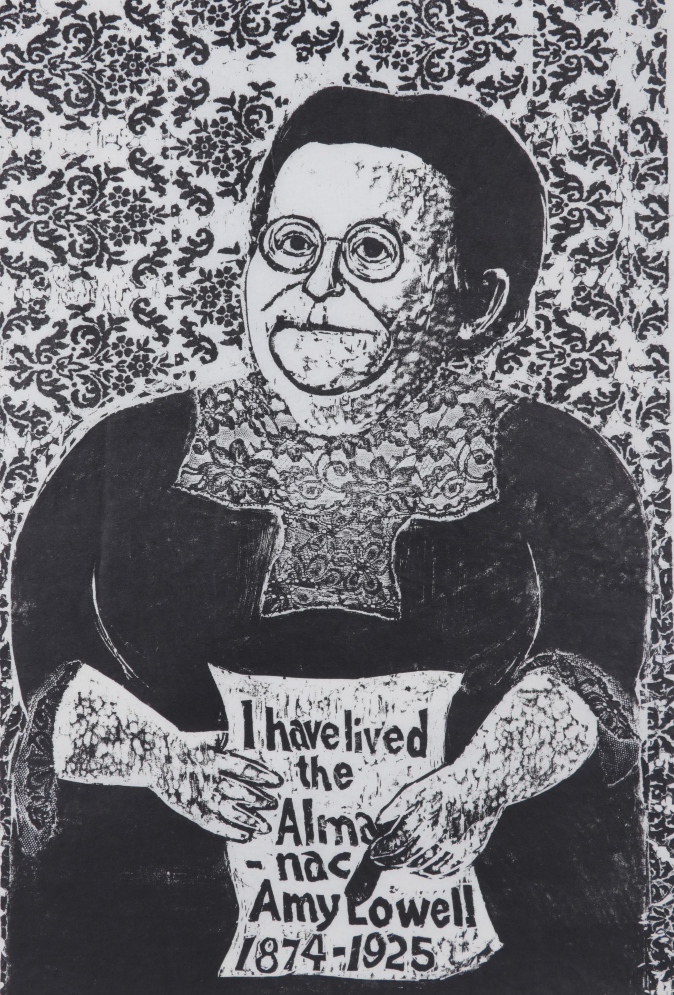 Sidney Chafetz Woodcut "Amy Lowell," Circa 1968
