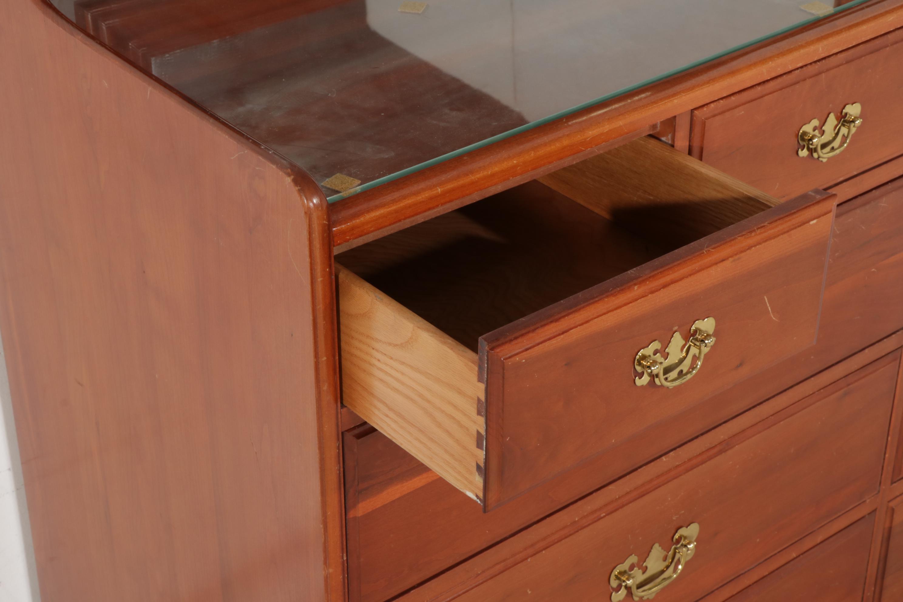 Davis Furniture Cherrywood Dresser and Mirror with King Size Headboard