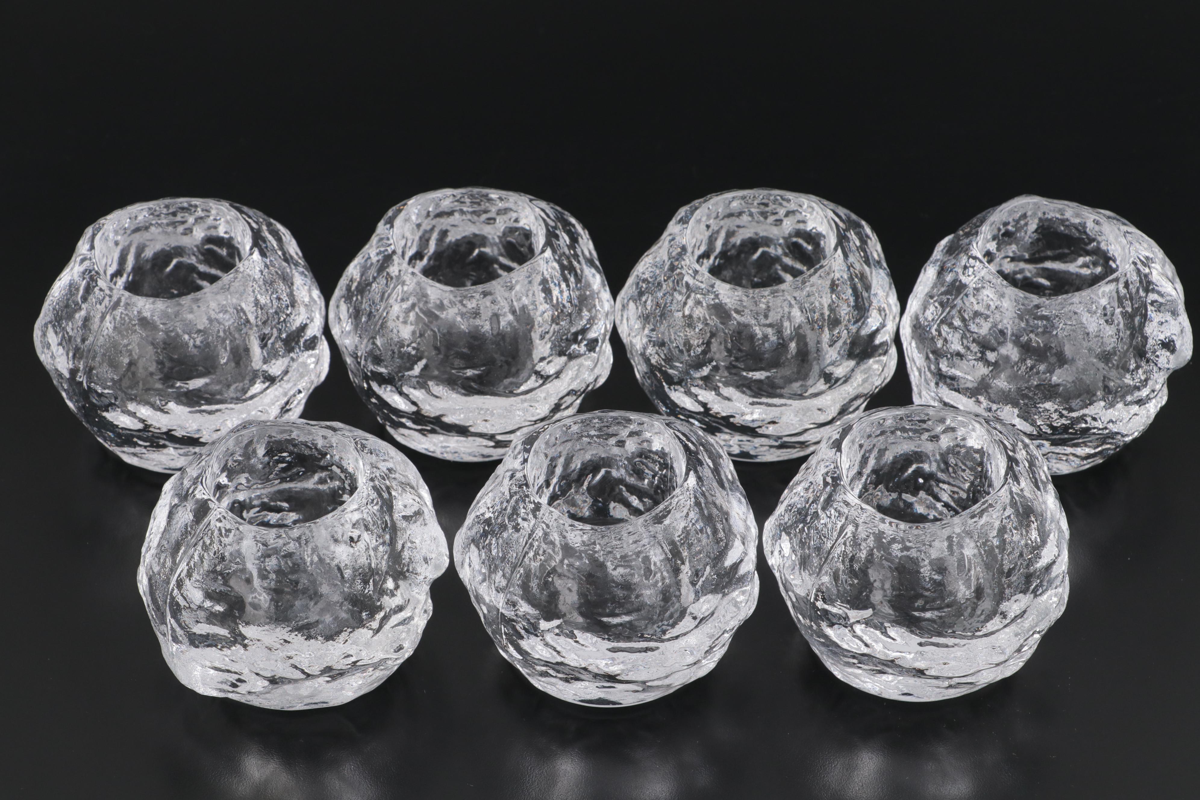 Kosta Boda Crystal Snowball Votive Holders