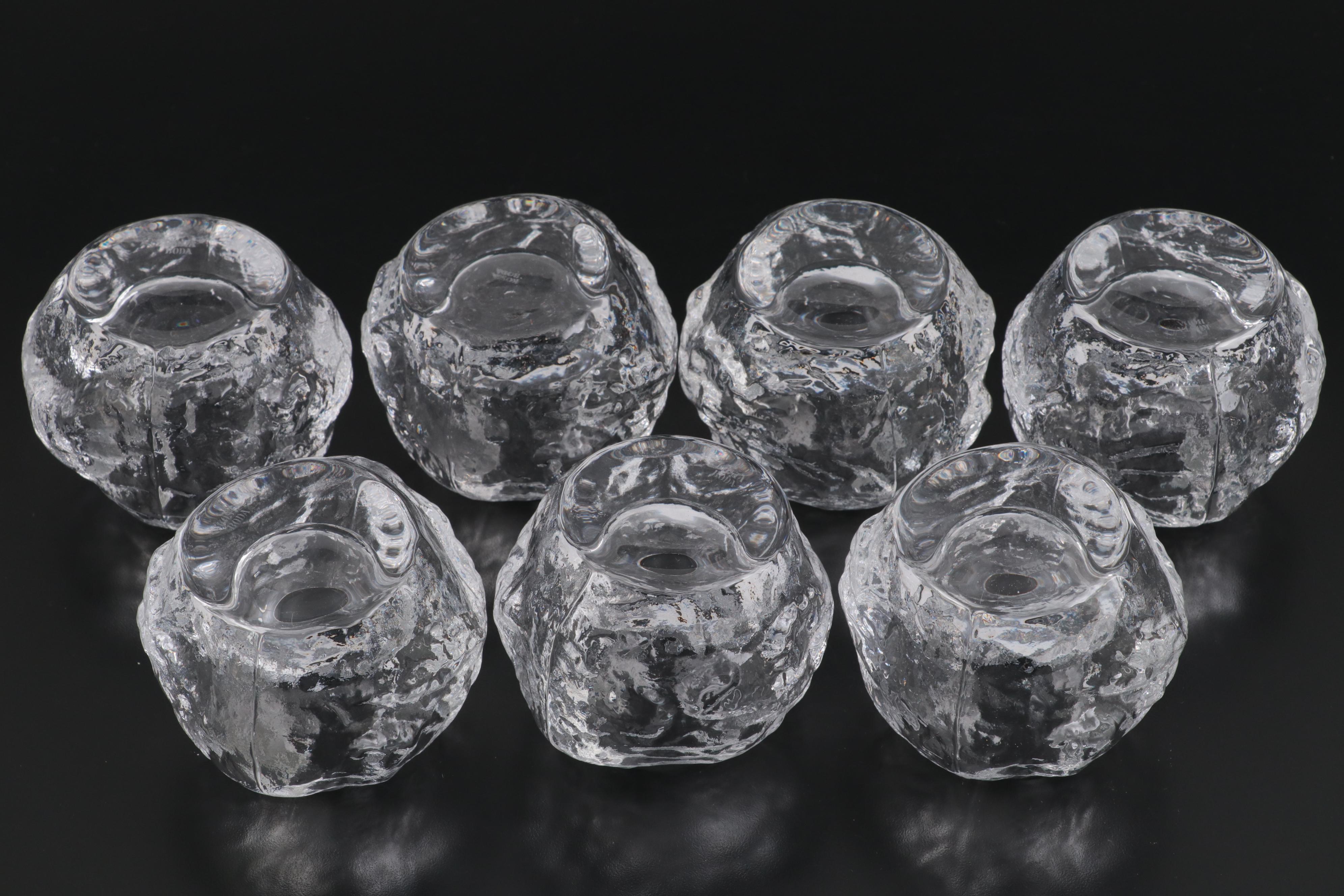 Kosta Boda Crystal Snowball Votive Holders