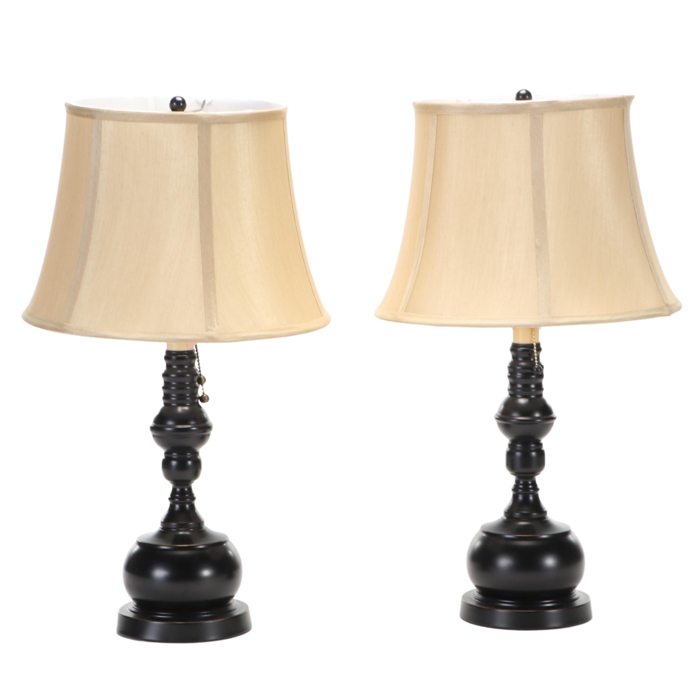 Pair of Oil Rubbed Bronze Metal Lamps, Contemporary
