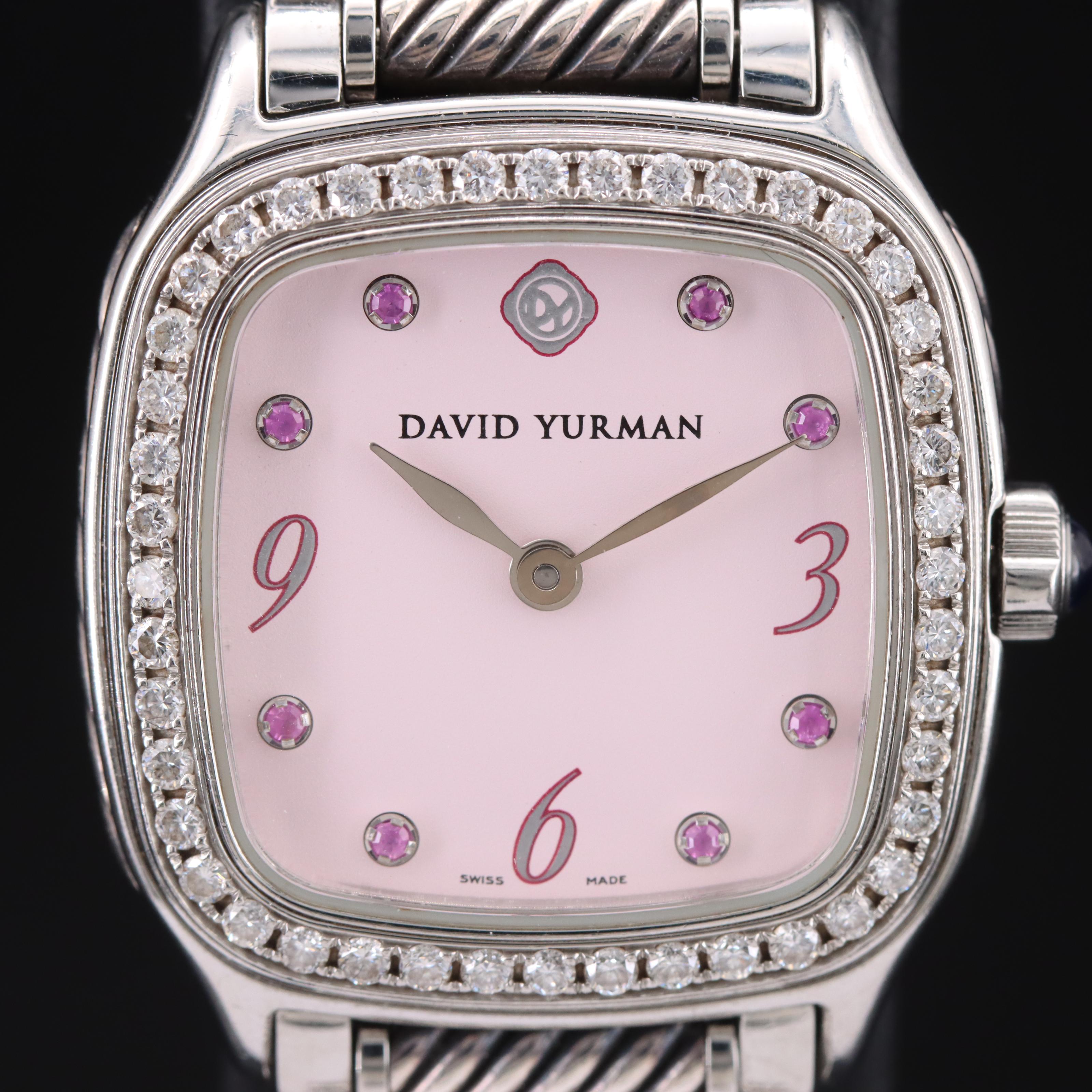 David Yurman Thoroughbred Pink Dial Diamond Bezel Wrist Watch