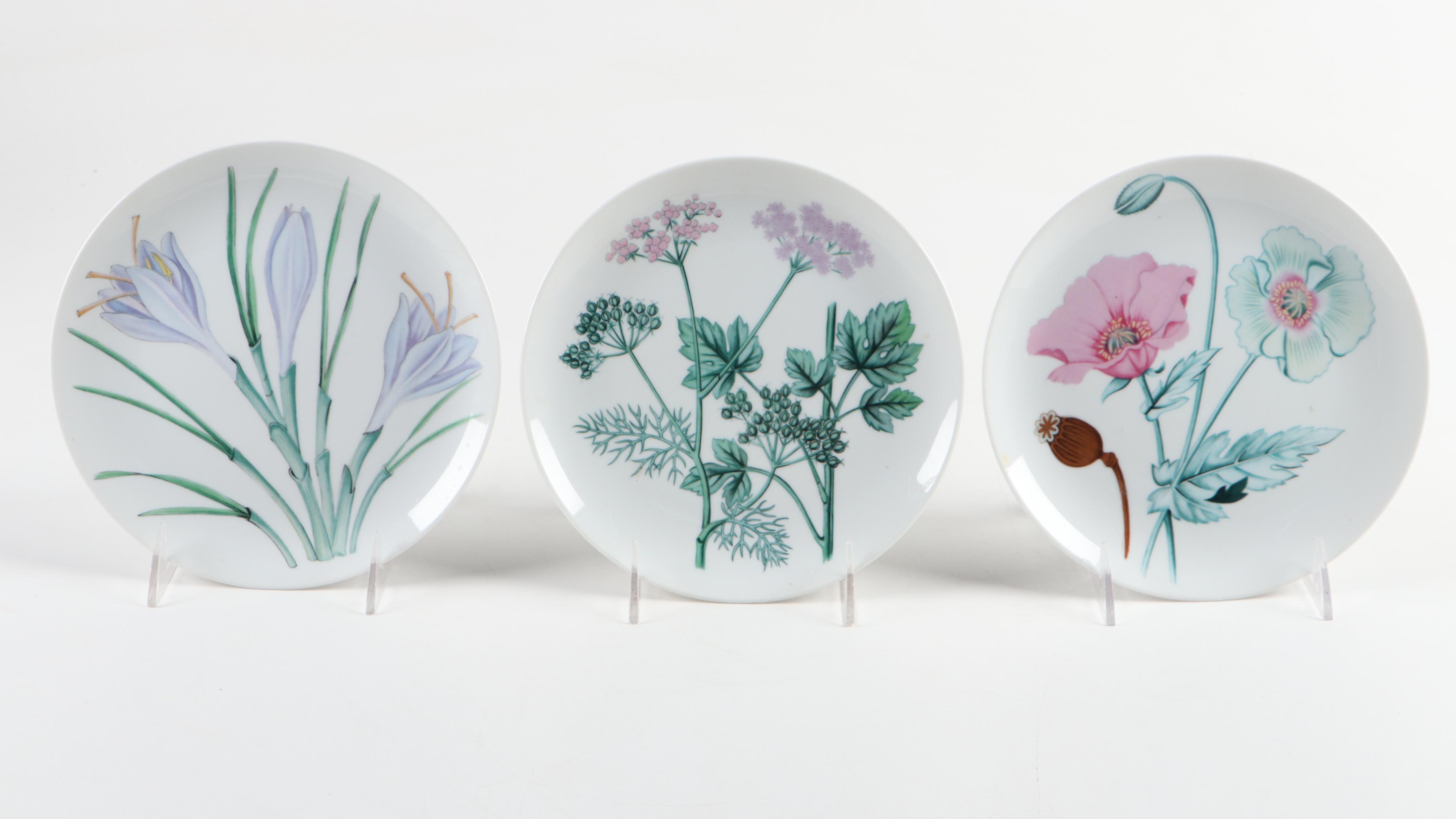 Horchow "Botanical Herb Seed" Porcelain Salad Plates