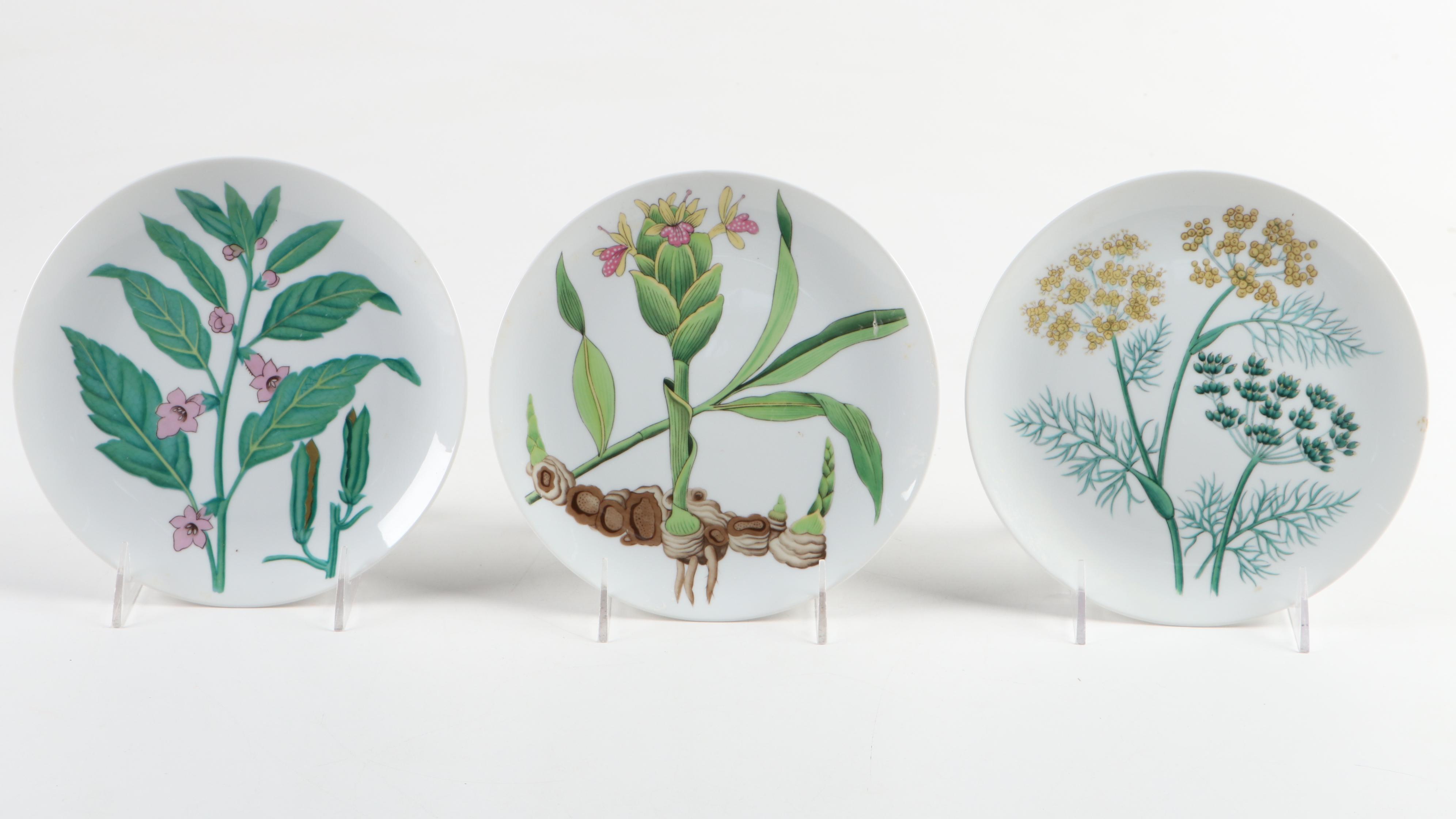 Horchow "Botanical Herb Seed" Porcelain Salad Plates