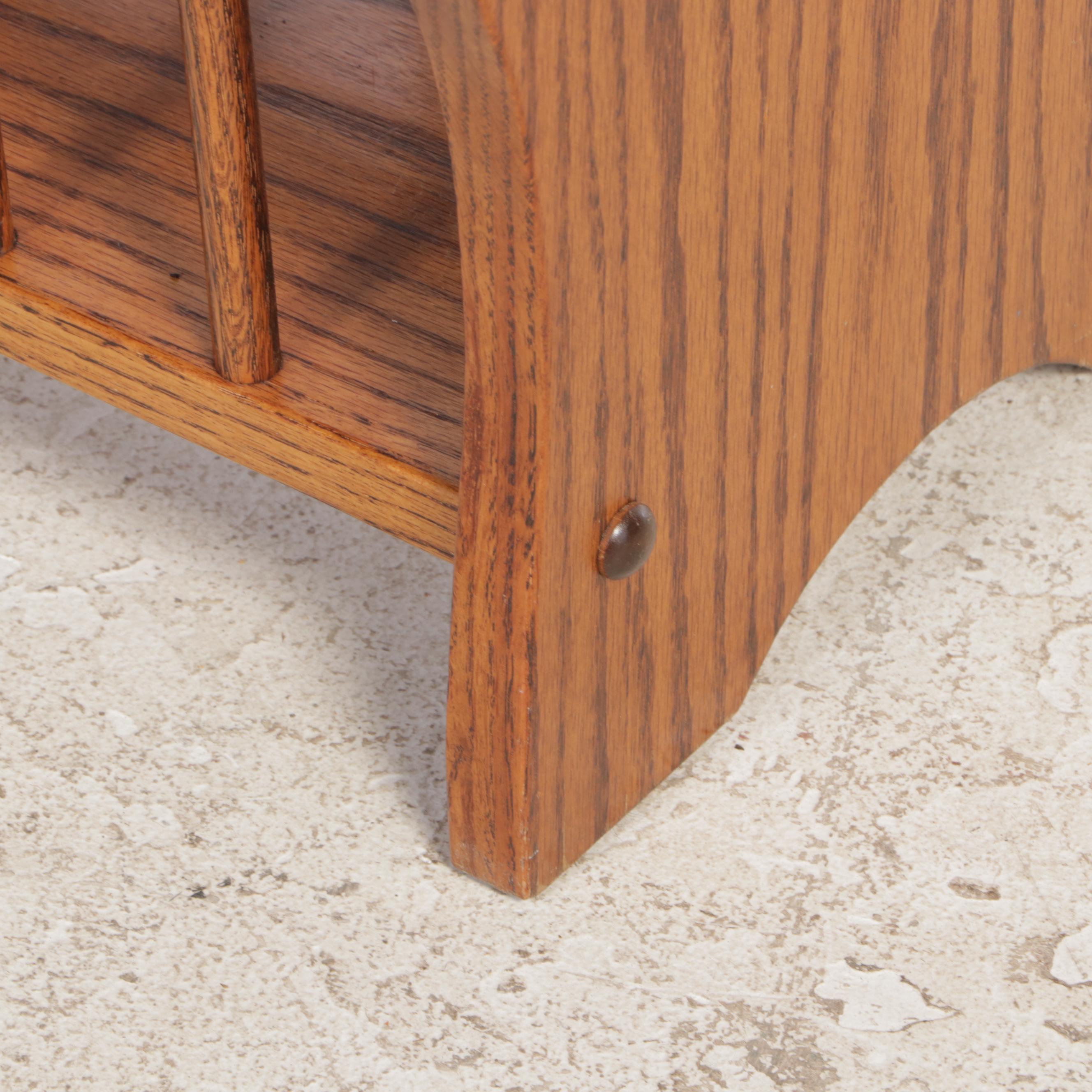 Oak Side Table with Magazine Rack, Late 20th Century