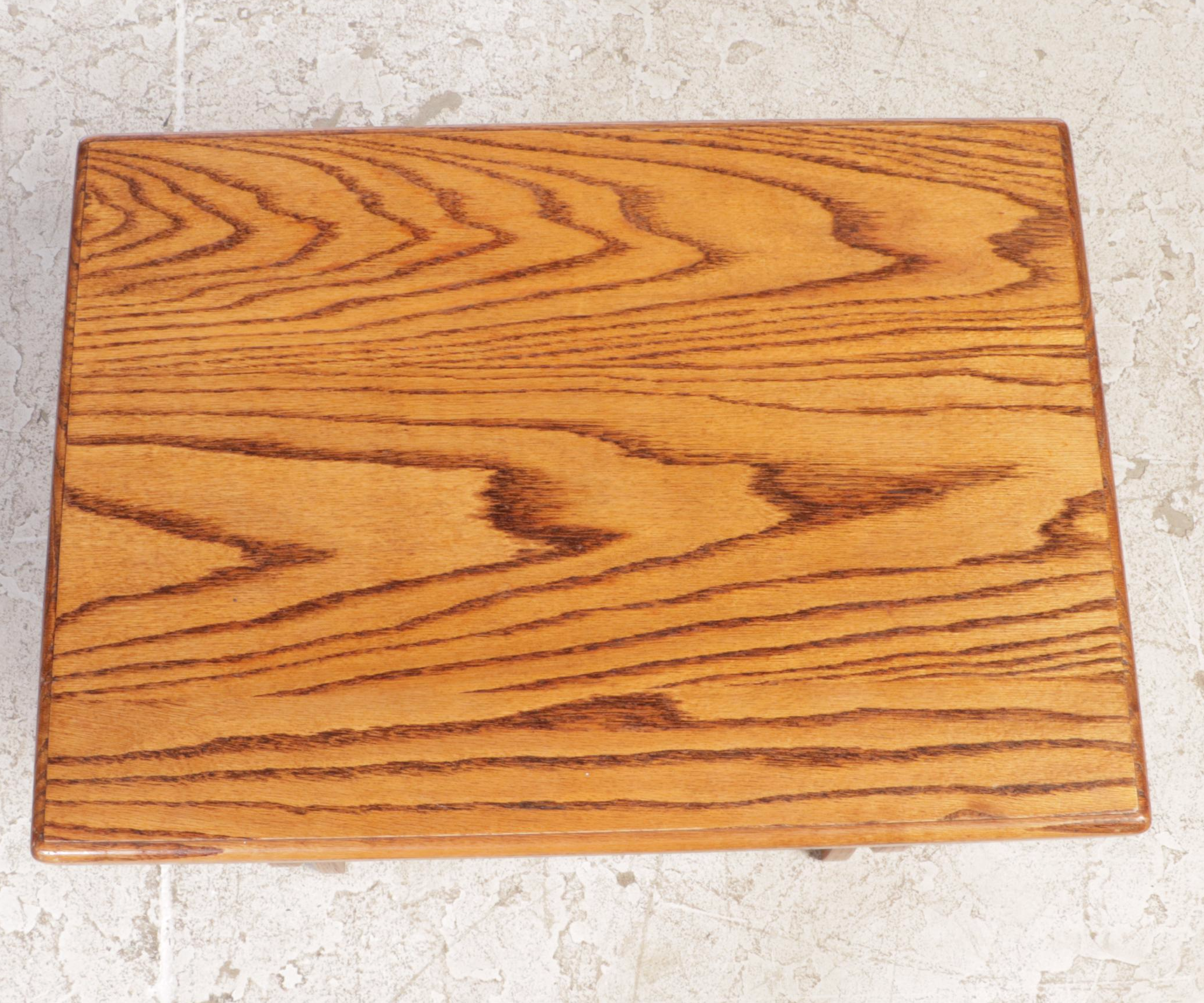 Oak Side Table with Magazine Rack, Late 20th Century
