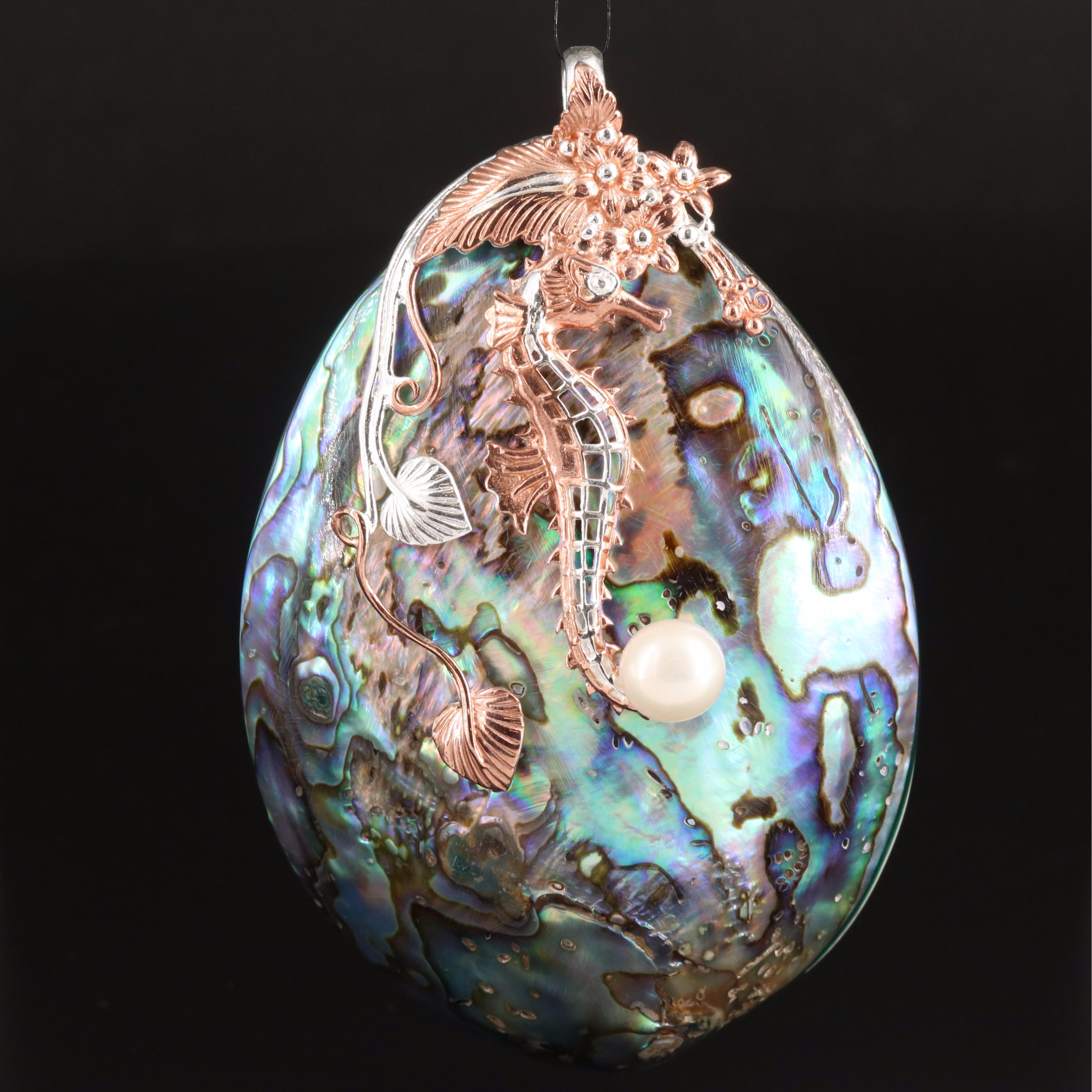Sterling Abalone and Pearl Pendant
