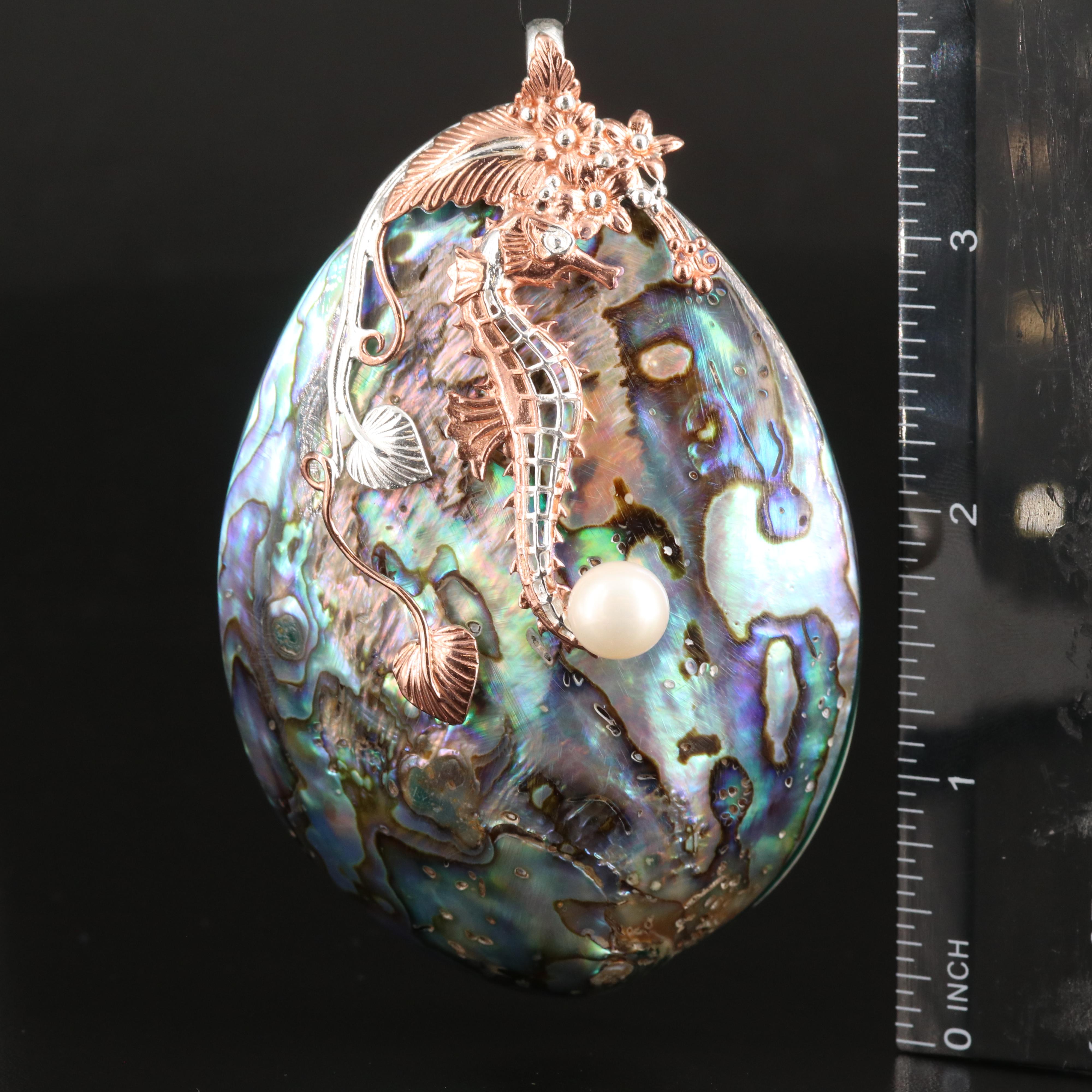 Sterling Abalone and Pearl Pendant