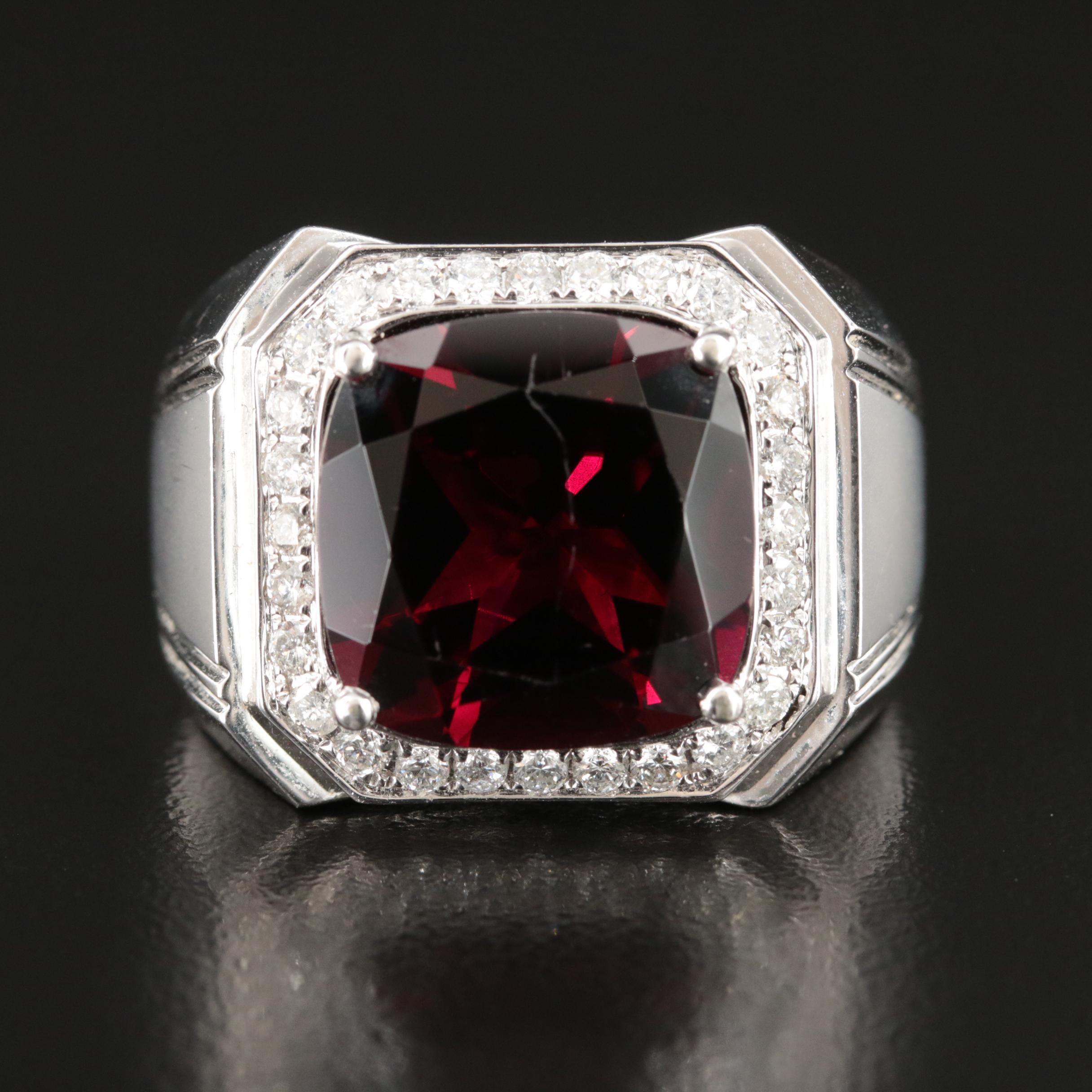 14K Garnet and Diamond Ring