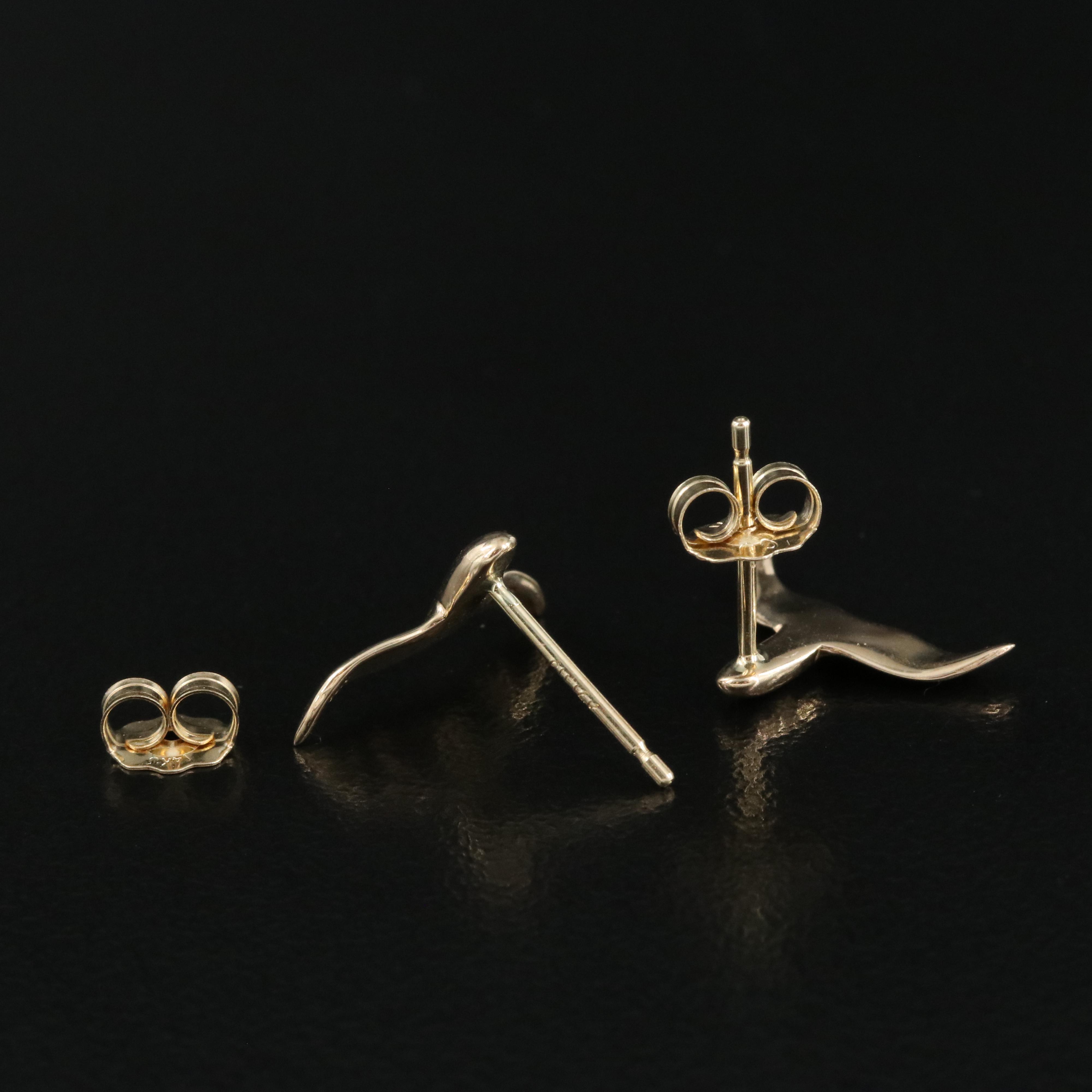 14K Whale Tail Earrings