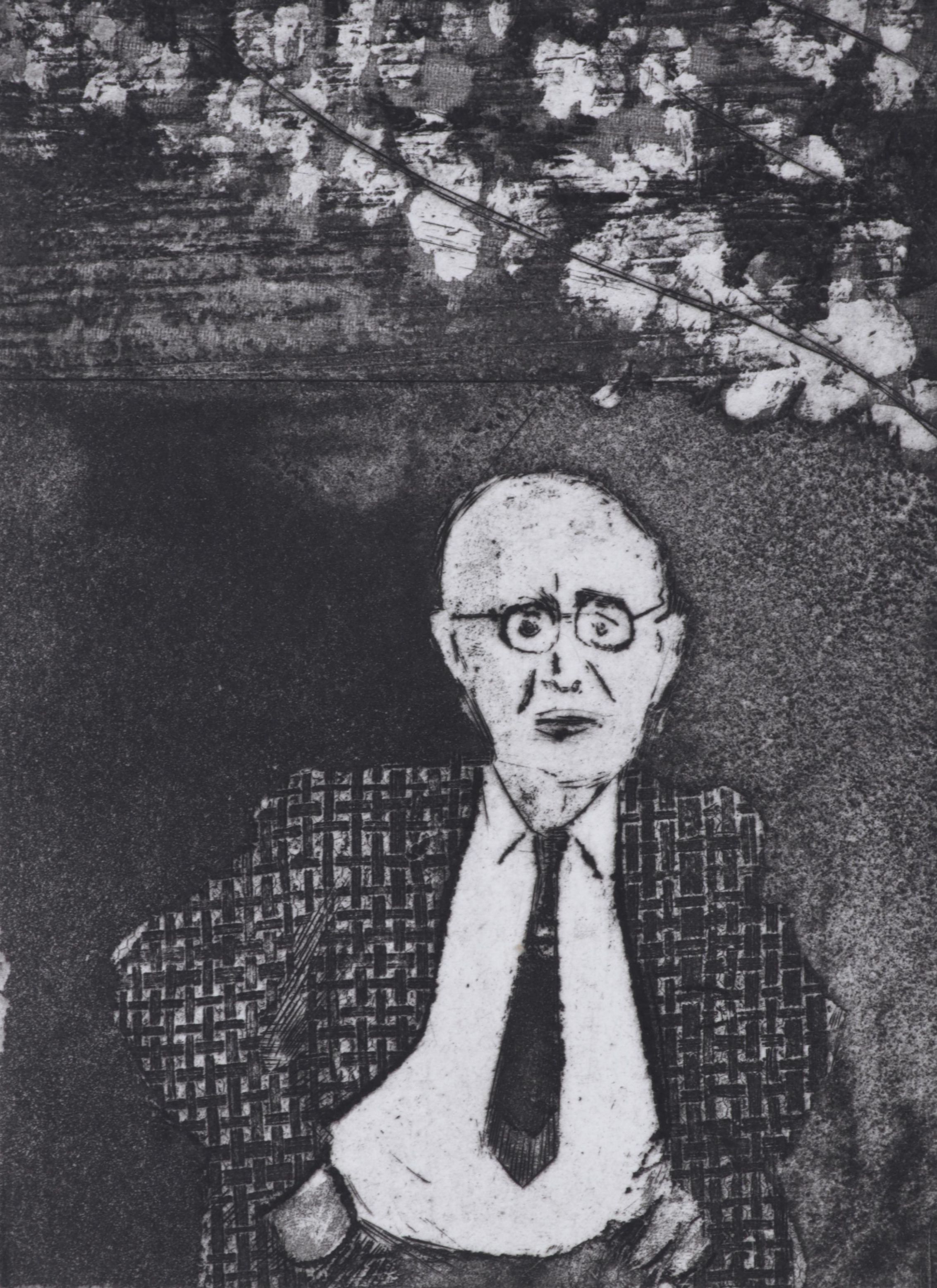 Sidney Chafetz Etching "W. C. Williams," 1970