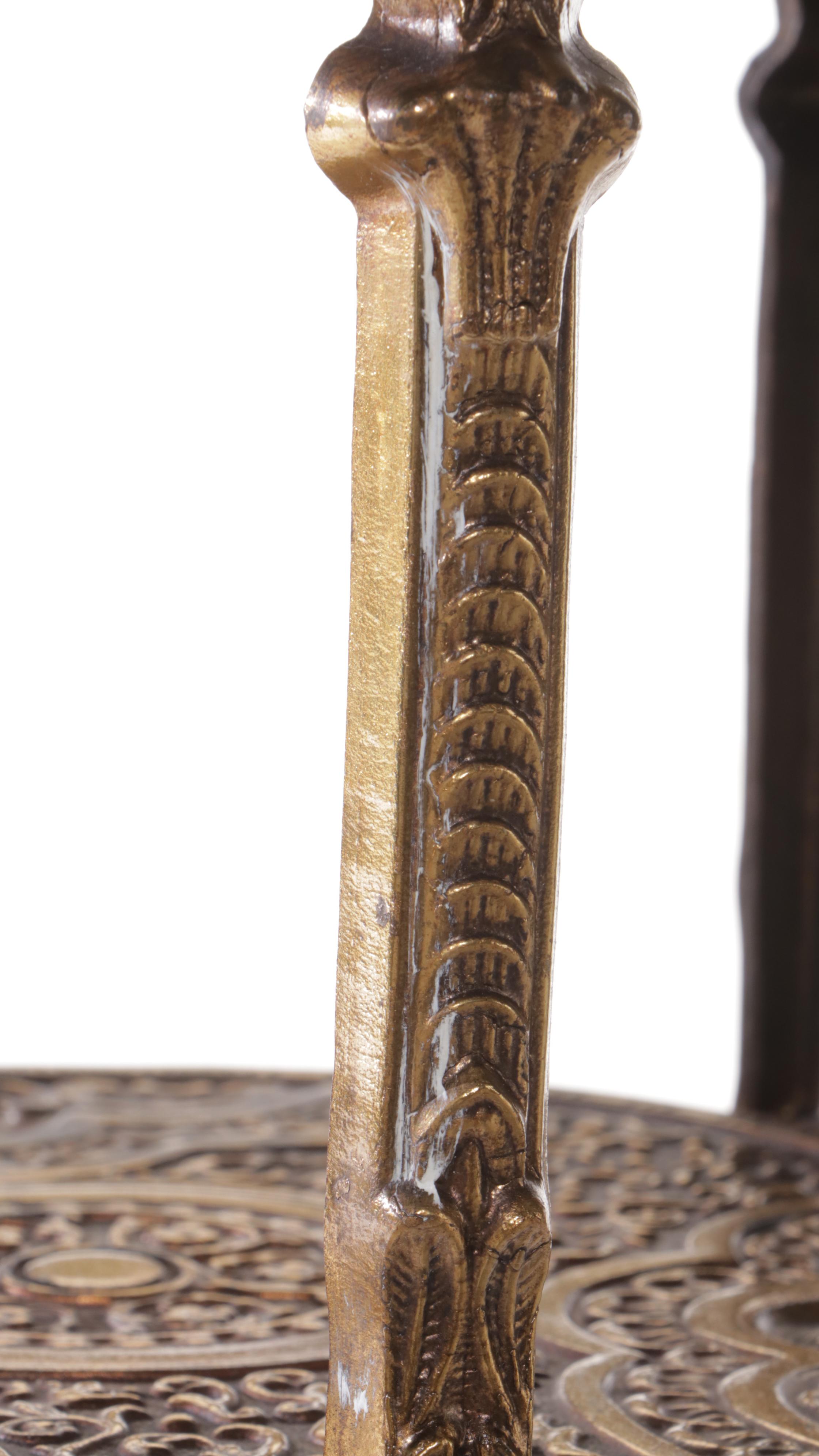 Baroque Style Gilt and Cast Metal Three-Tier Stand