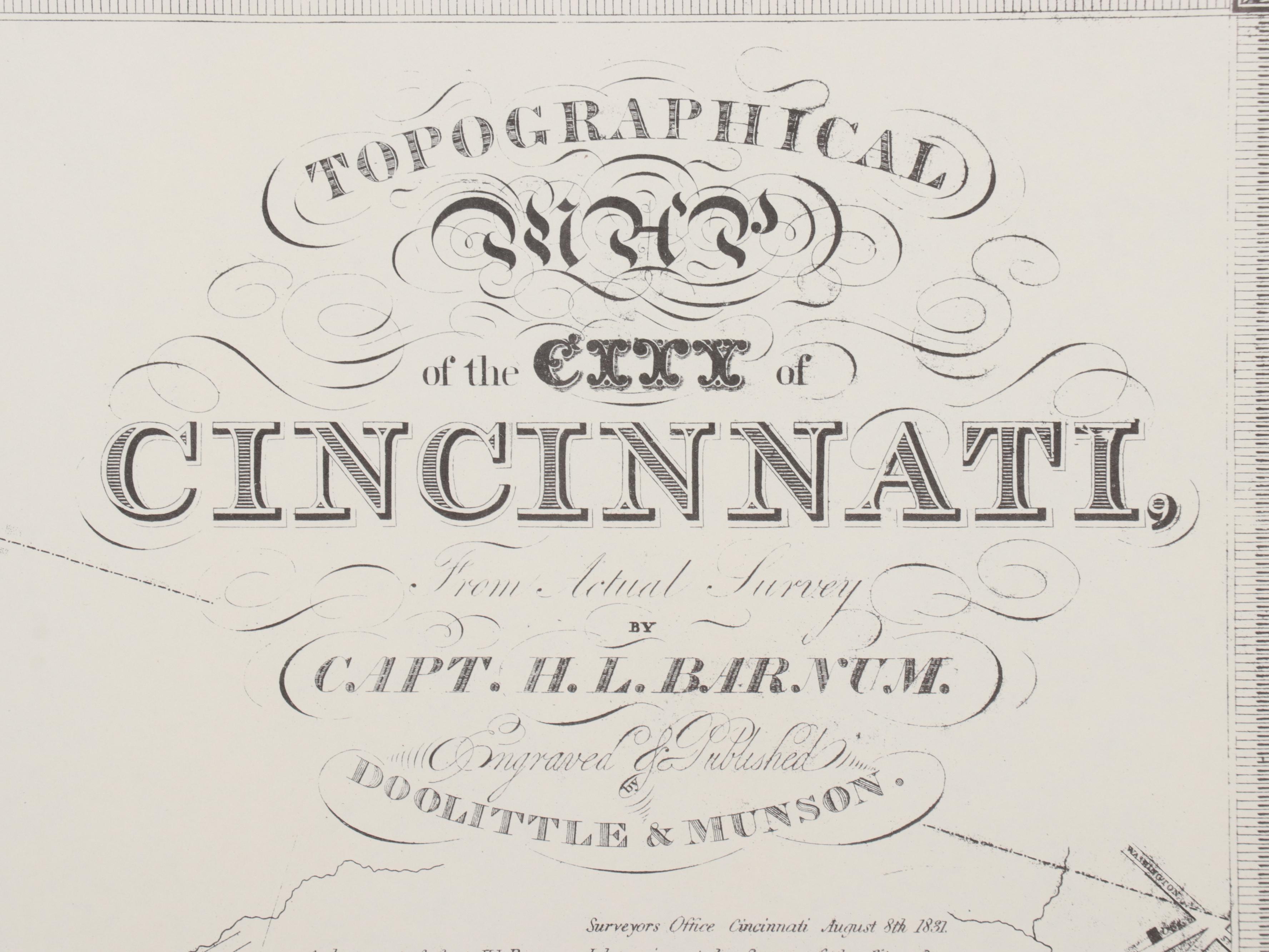Lithograph Reproduction "Topographical Map of the City of Cincinnati"