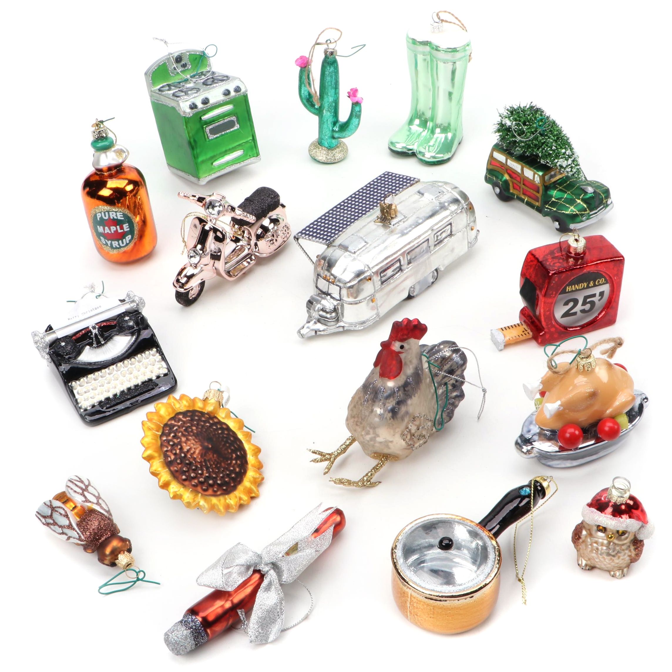 Blown Mercury Glass and Other Figural Christmas Ornaments