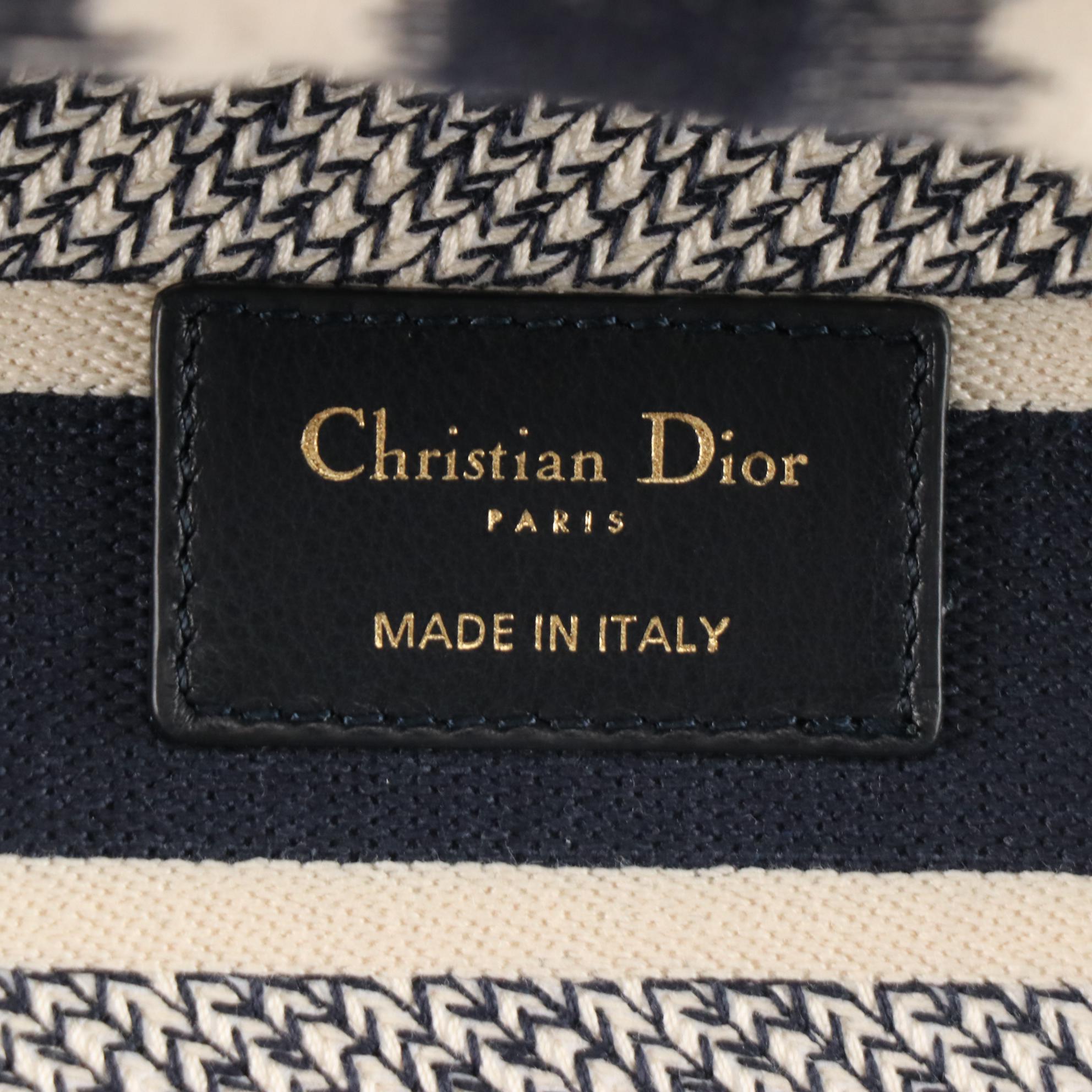 Christian Dior Lady Dior Medium Bag in D-Stripes Embroidery with Box/Gift Bag