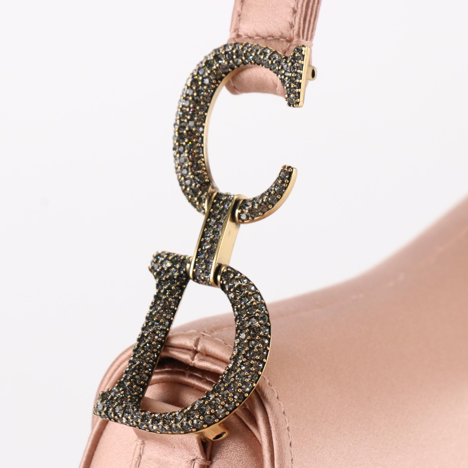 Christian Dior Mini Saddle Handbag in Pink Satin with Box