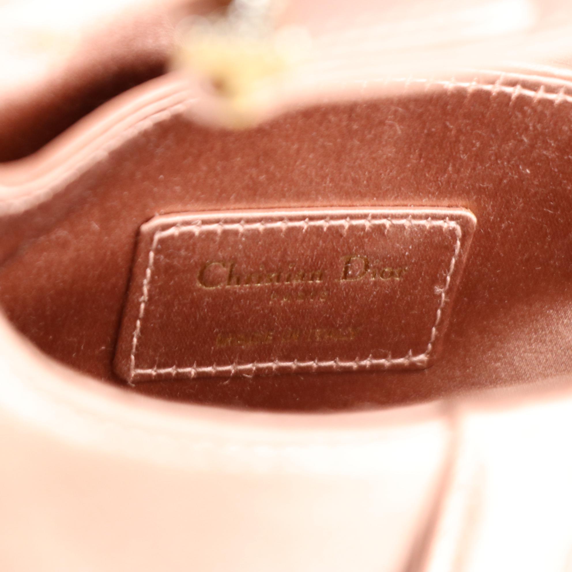 Christian Dior Mini Saddle Handbag in Pink Satin with Box