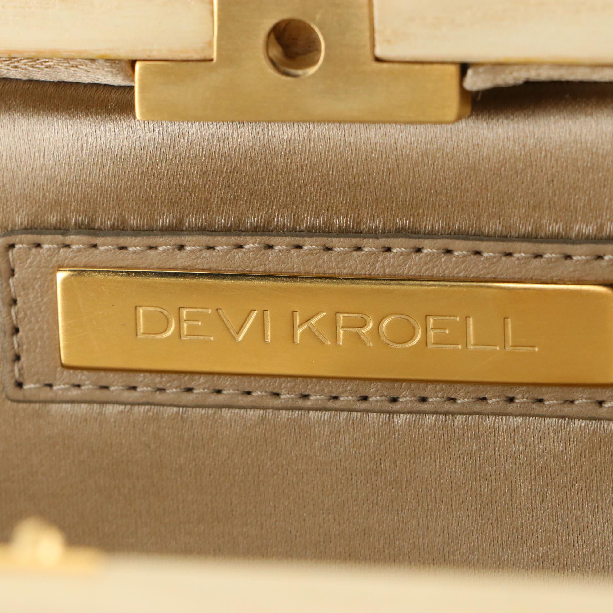 Devi Kroell Wooden Clutch with Crystal Embellishment