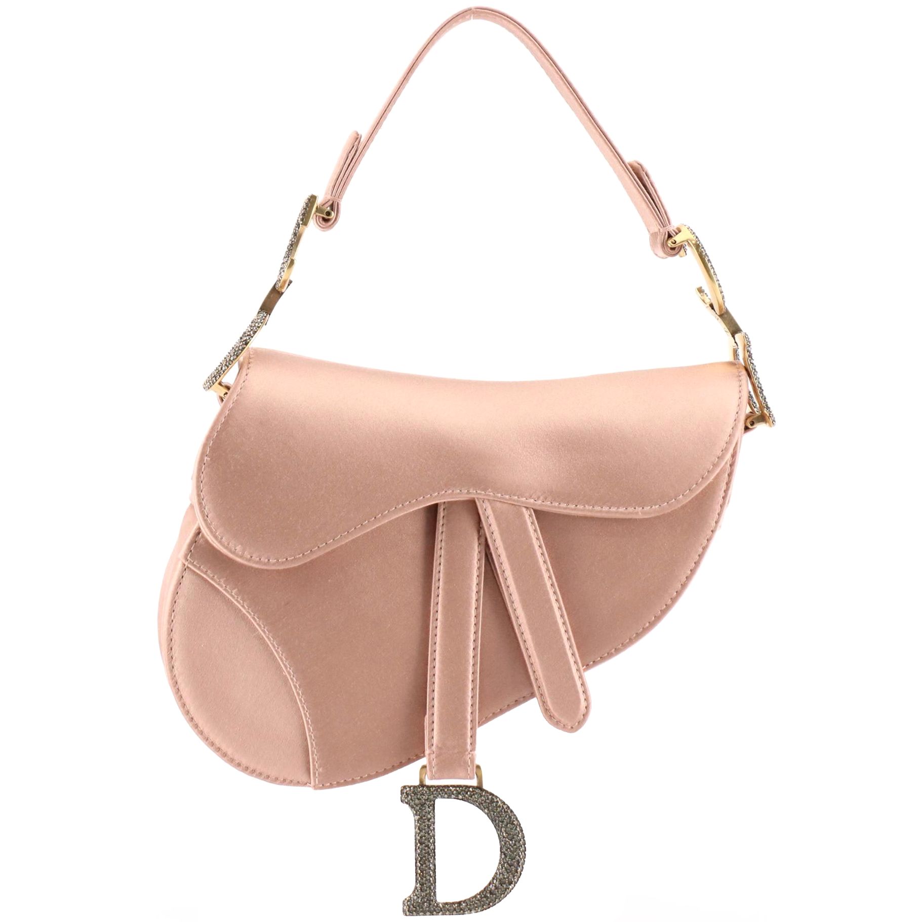 Christian Dior Mini Saddle Handbag in Pink Satin with Box