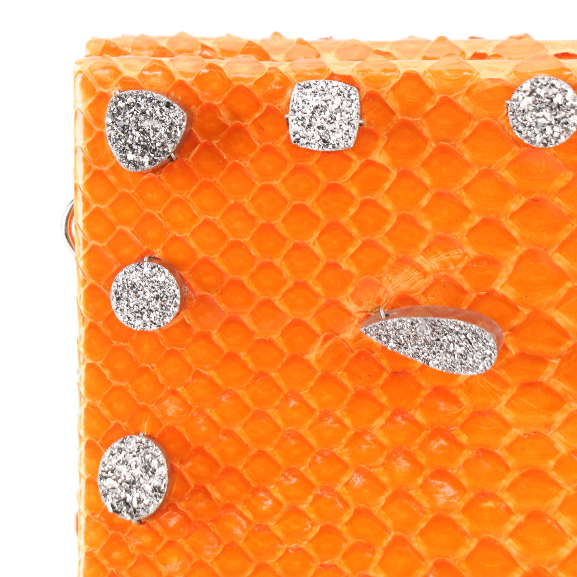 Paige Gamble Drusy Embellished Python Clutch with Detachable Shoulder Strap