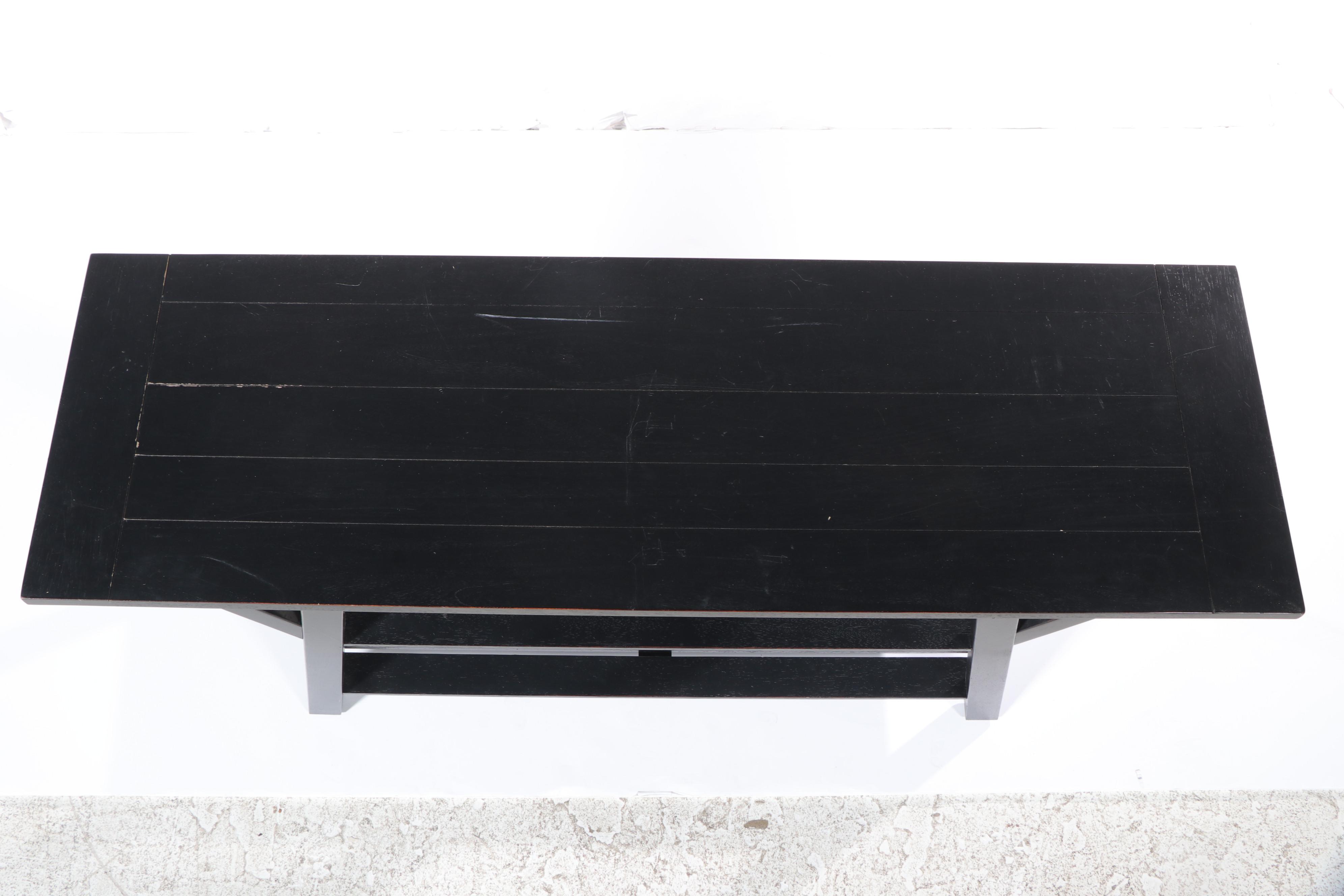 Ethan Allen Ebonized Three-Tier "Cottage" Console Table