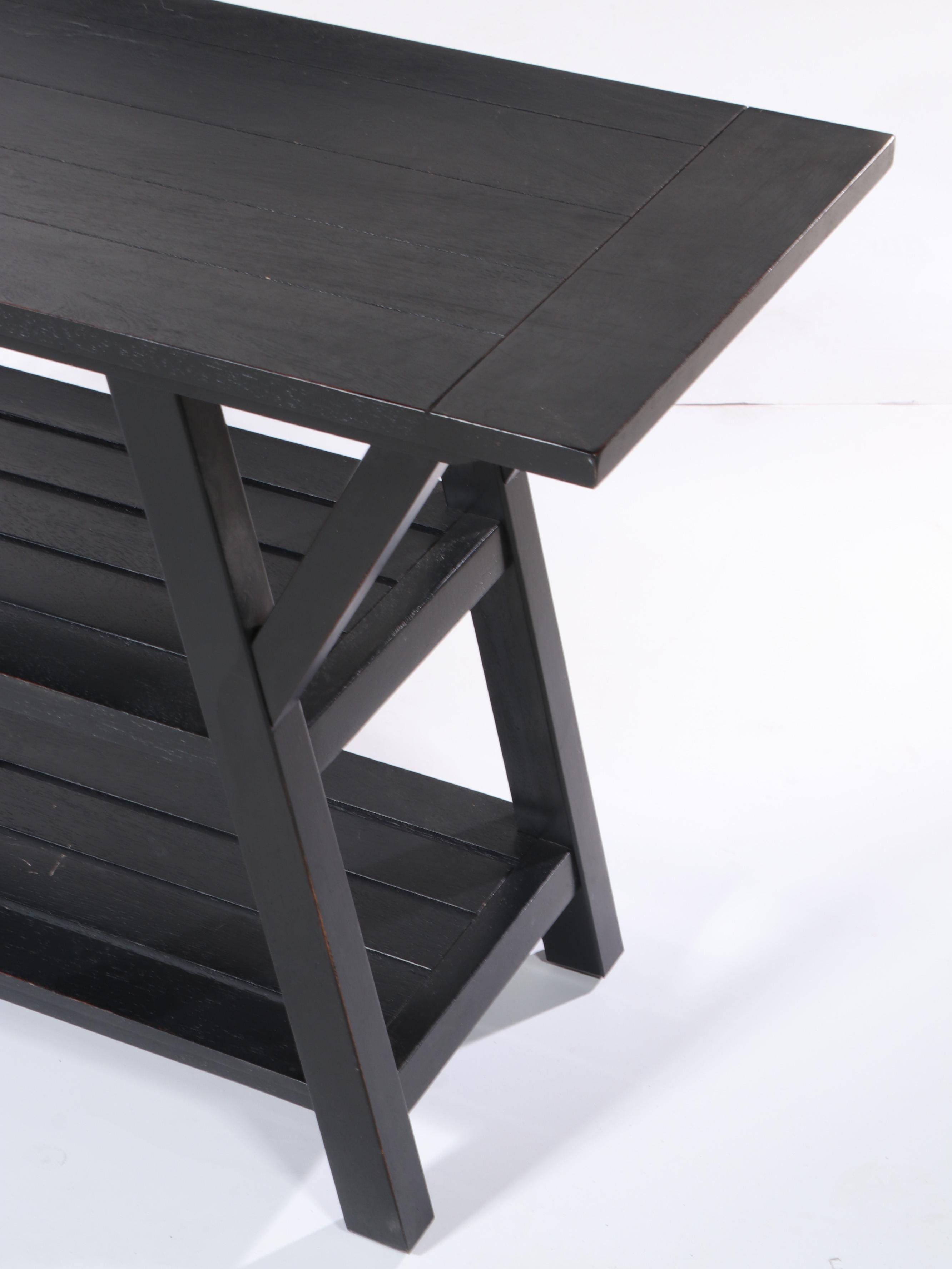 Ethan Allen Ebonized Three-Tier "Cottage" Console Table