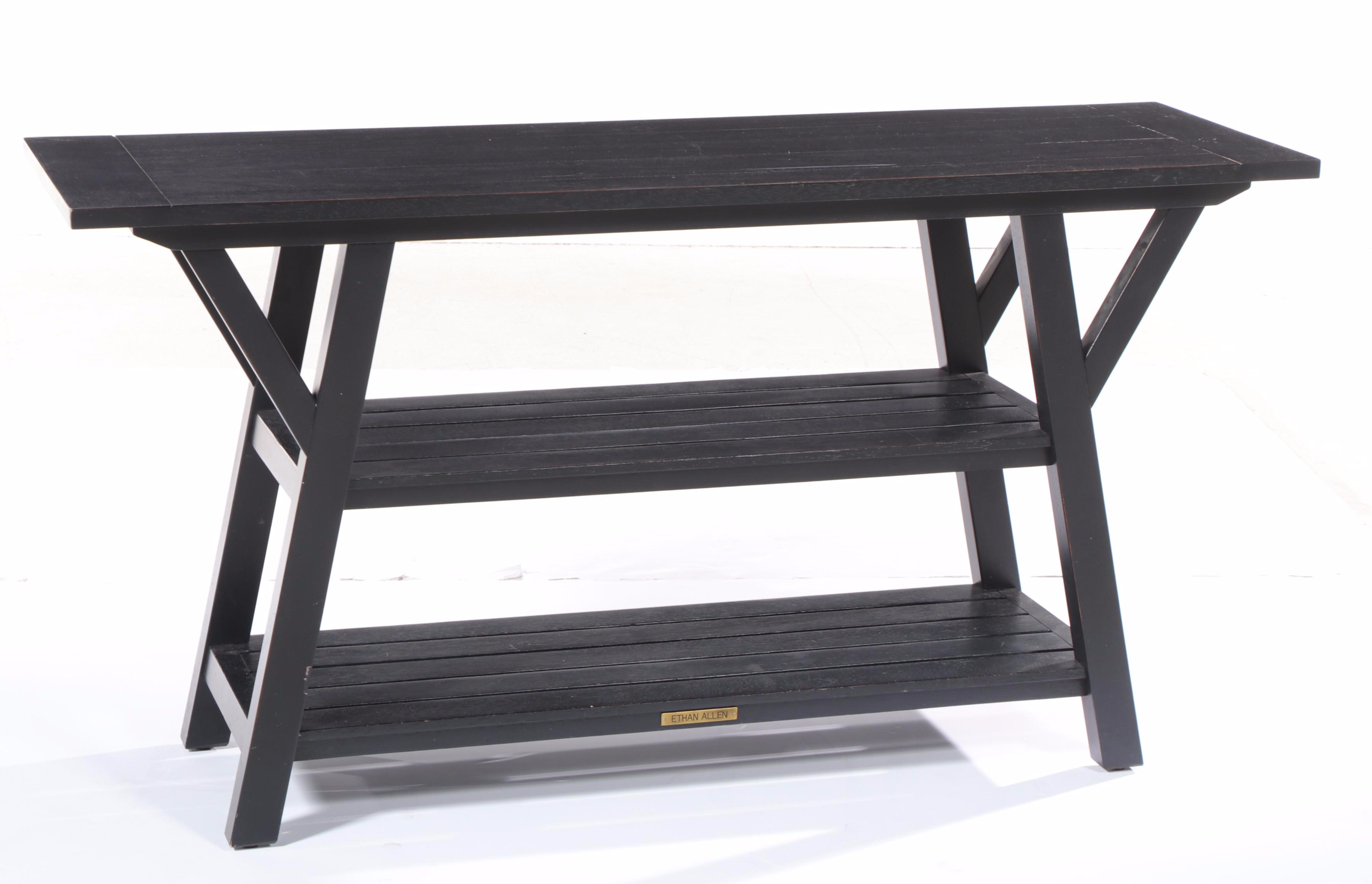 Ethan Allen Ebonized Three-Tier "Cottage" Console Table