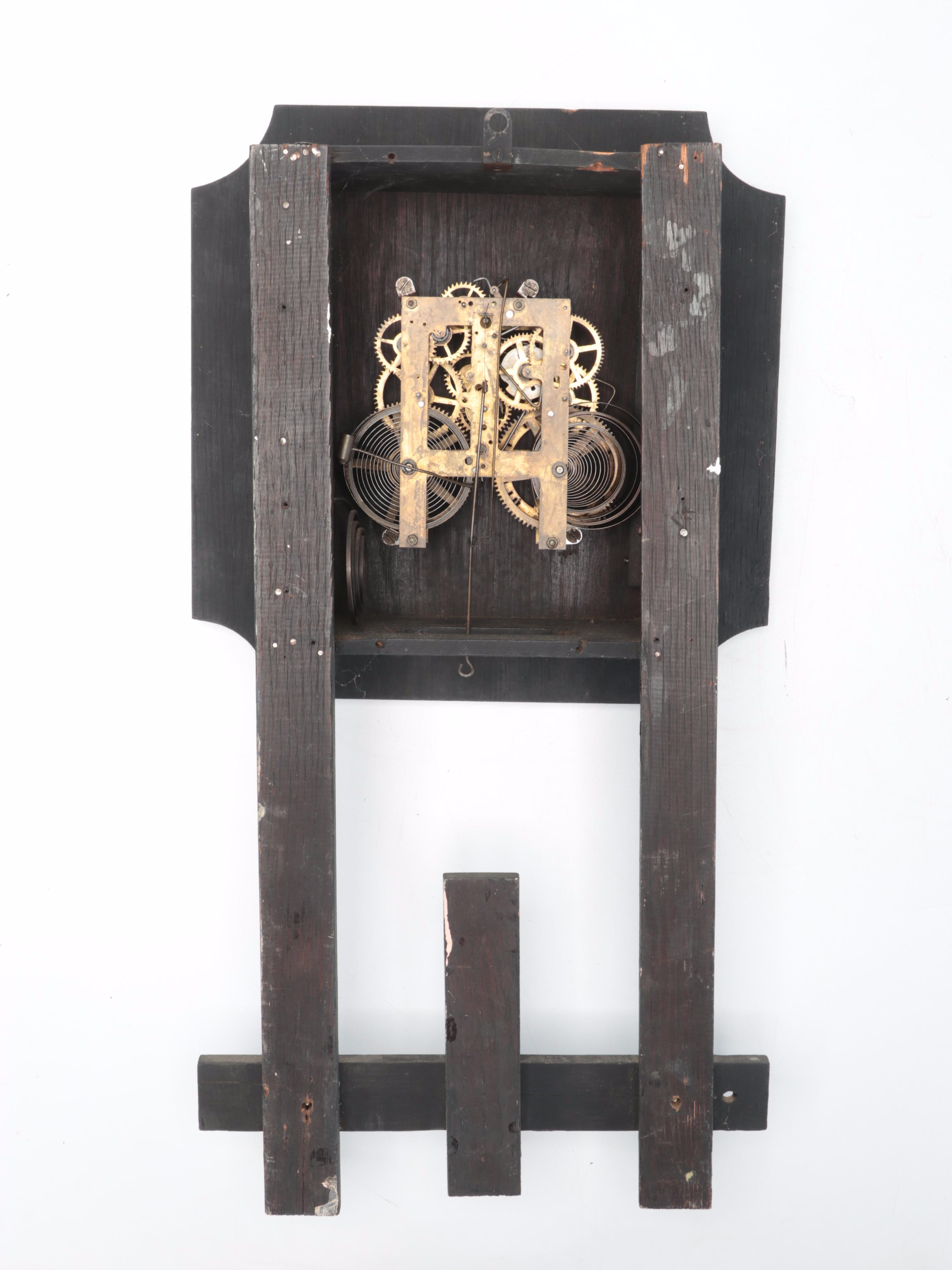 Black Painted Wood Pendulum Wall Clock, Mid to Late 20th Century