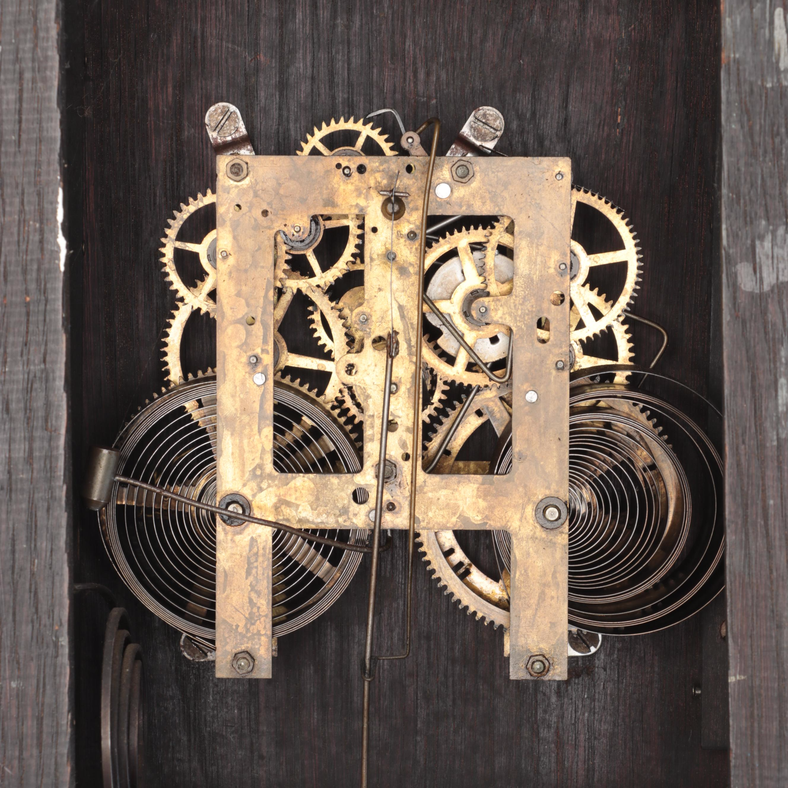 Black Painted Wood Pendulum Wall Clock, Mid to Late 20th Century