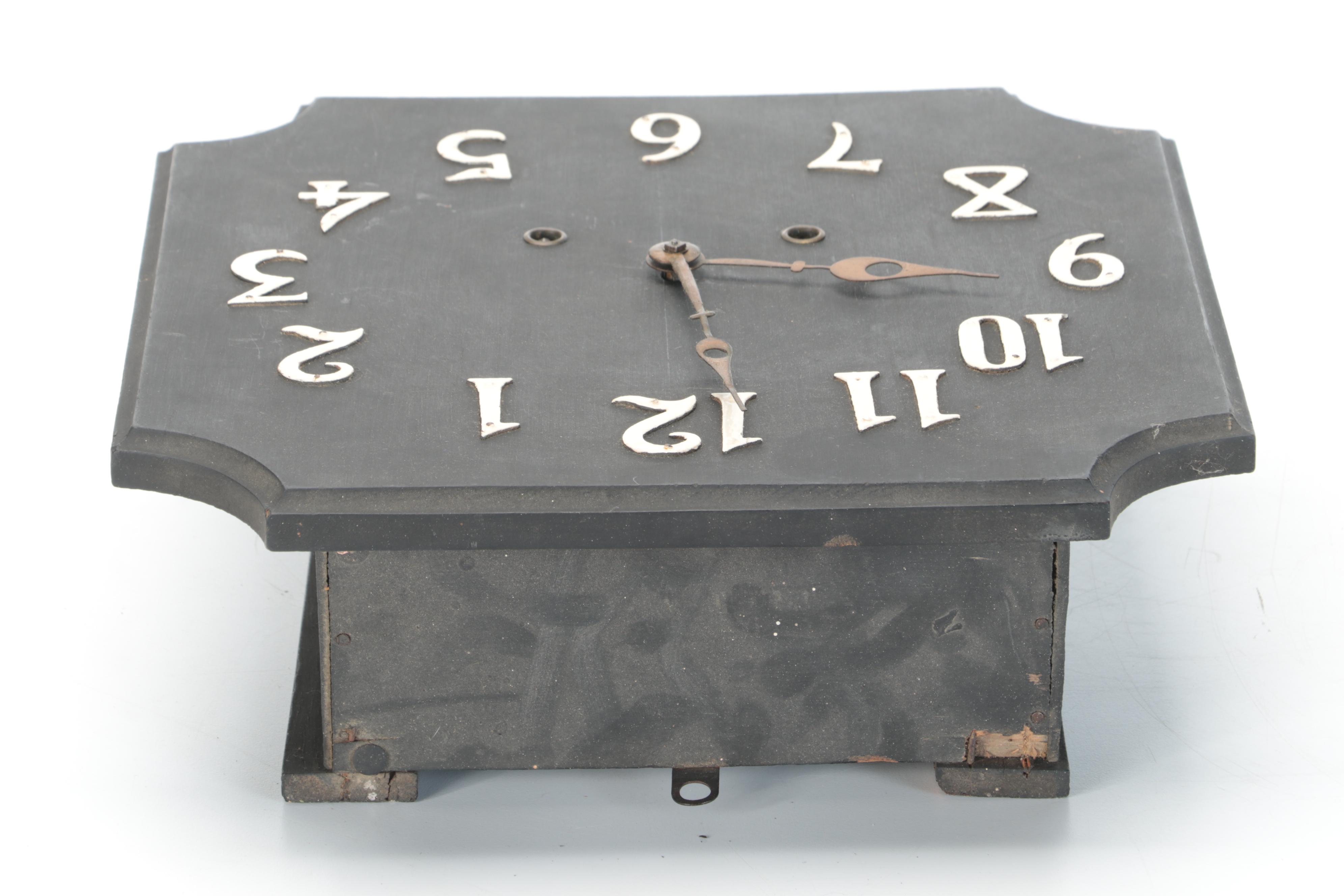 Black Painted Wood Pendulum Wall Clock, Mid to Late 20th Century